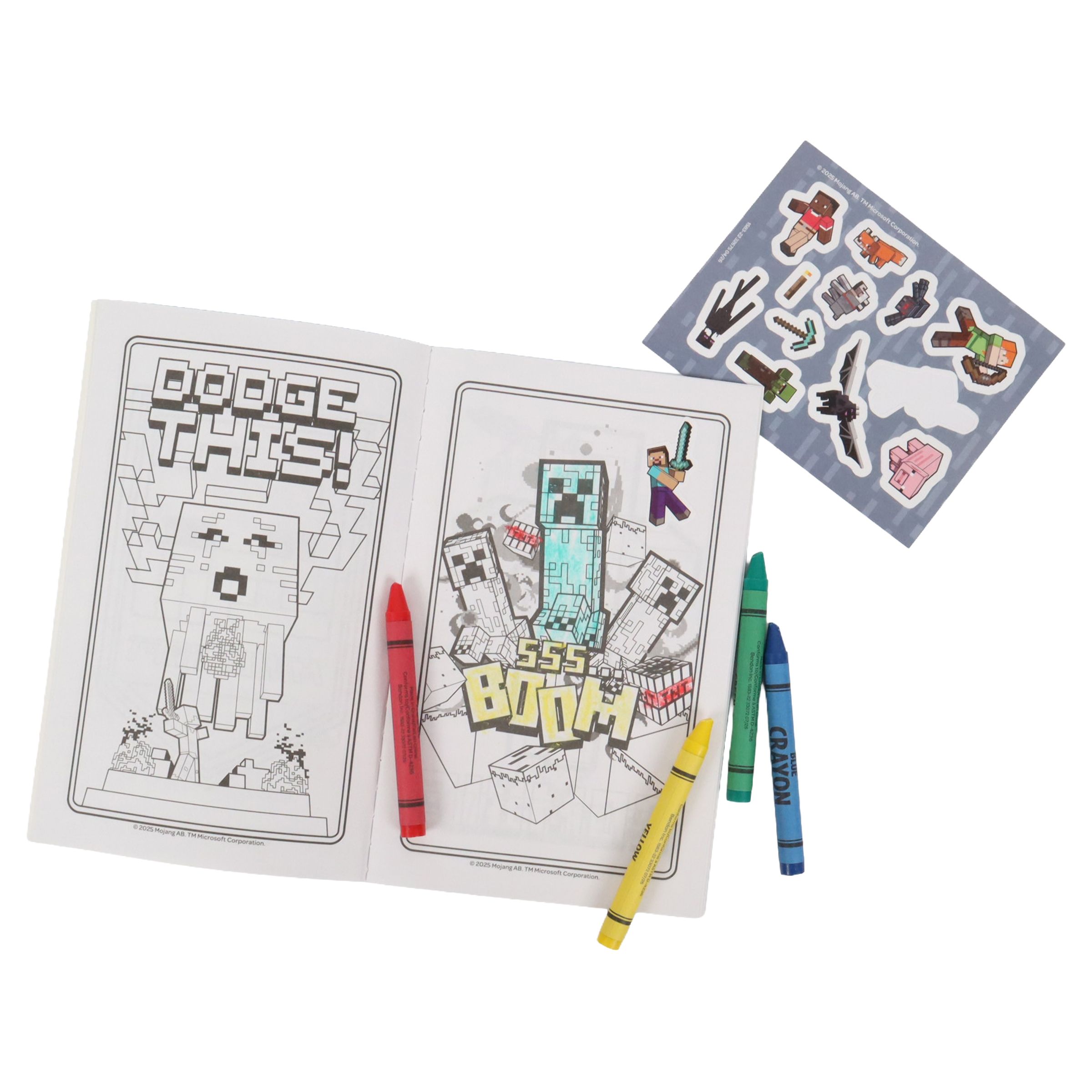 Minecraft Play Pack with Activity & Colouring Book, Crayons & Stickers, Multi-Colour, 24 Pages, for Arts & Crafts/Birthday Favour Composite_or_Mixed