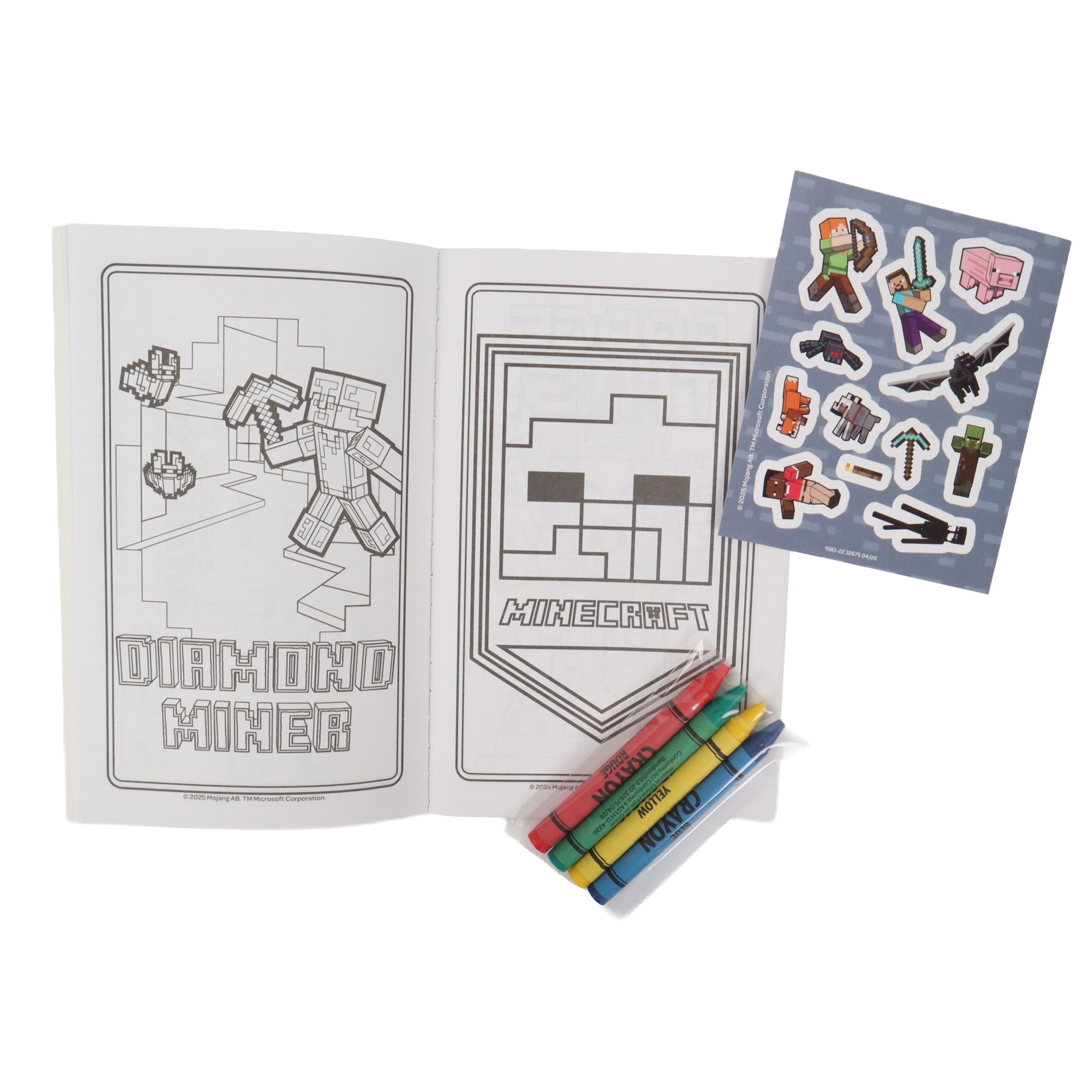 Minecraft Play Pack with Activity & Colouring Book, Crayons & Stickers, Multi-Colour, 24 Pages, for Arts & Crafts/Birthday Favour Composite_or_Mixed