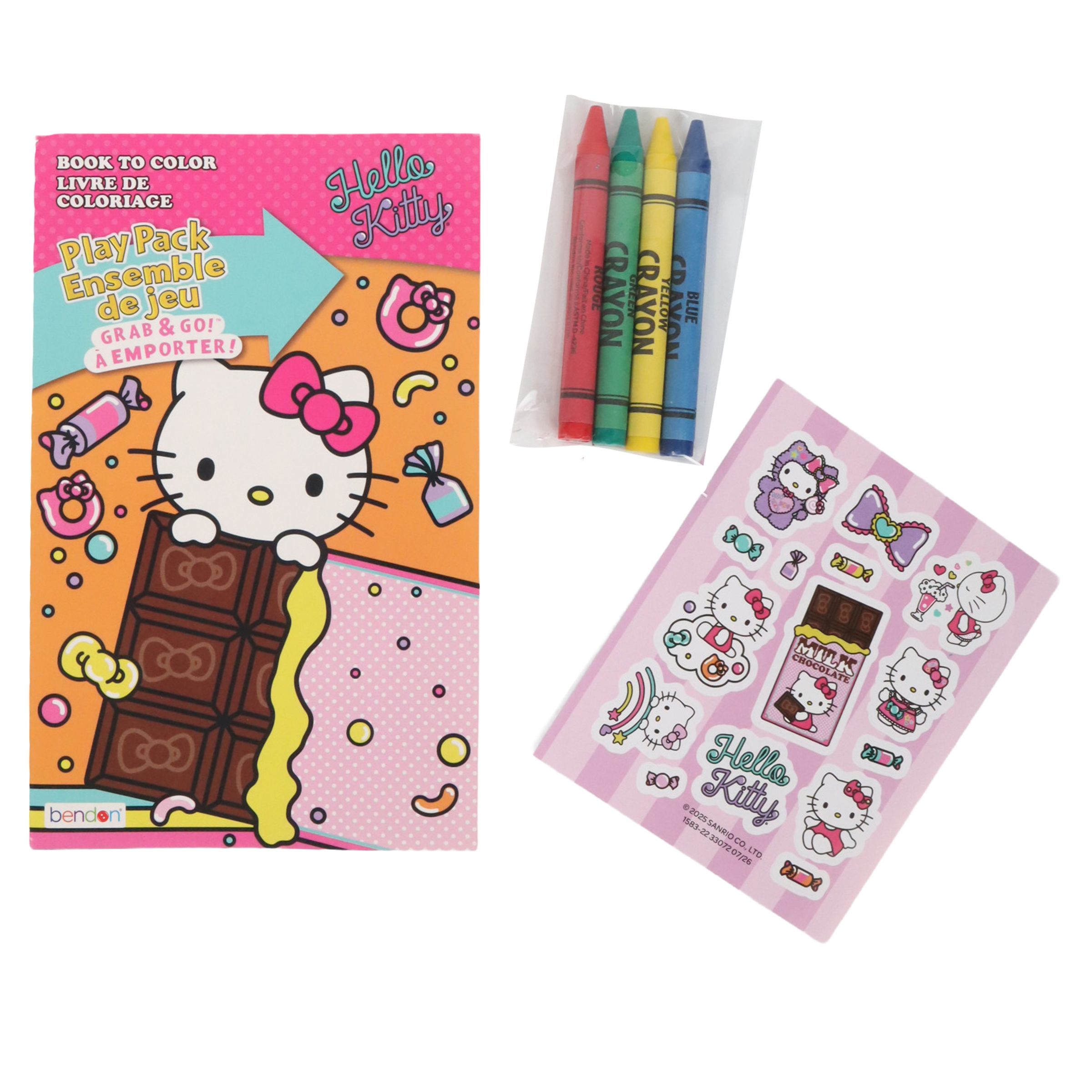 Ensemble de jeu Hello Kitty avec livre d'activités et de coloriage, crayons et autocollants, multicolore, 24 pages, pour arts et artisanat/cadeaux d'anniversaire Composite_or_Mixed