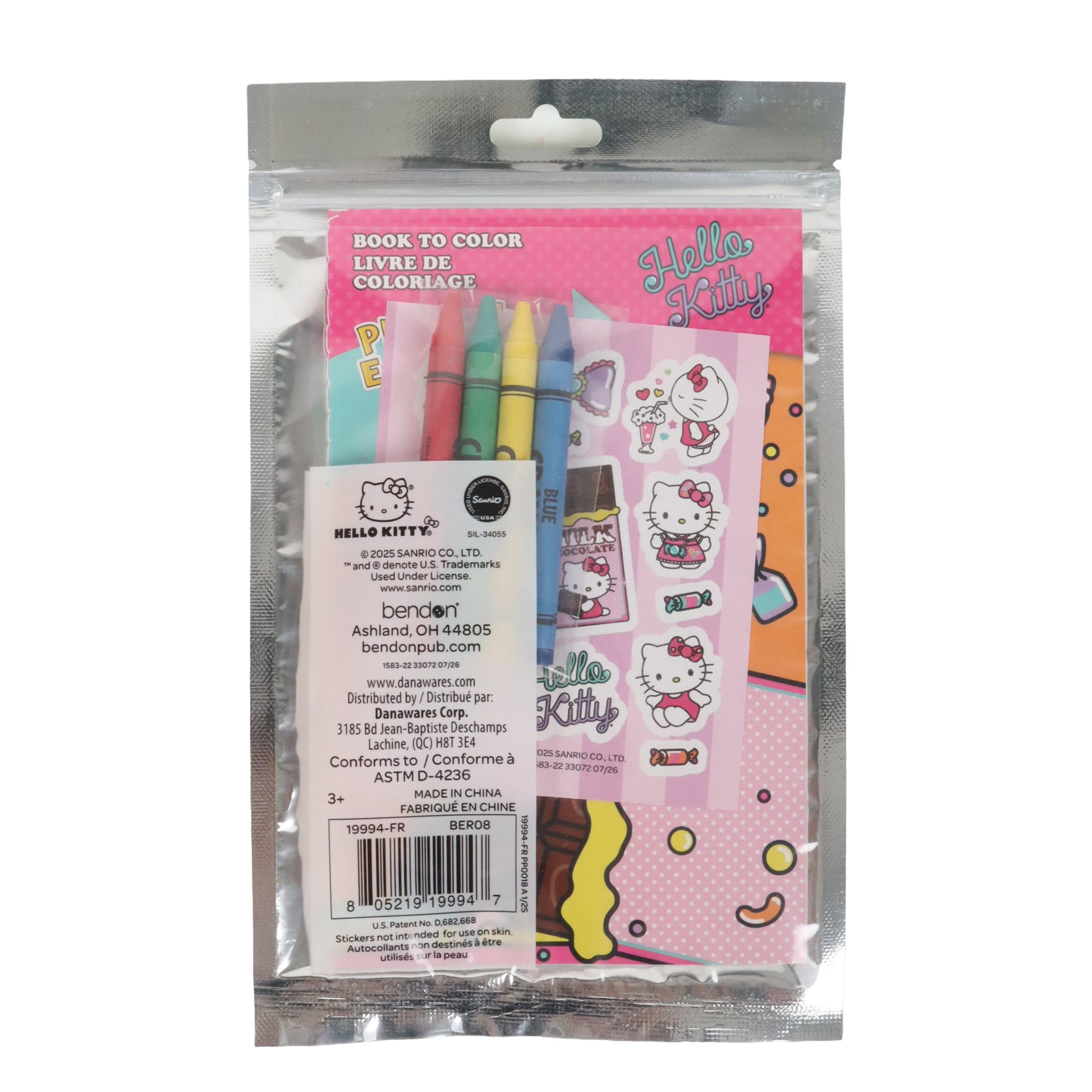 Ensemble de jeu Hello Kitty avec livre d'activités et de coloriage, crayons et autocollants, multicolore, 24 pages, pour arts et artisanat/cadeaux d'anniversaire Back_Flat