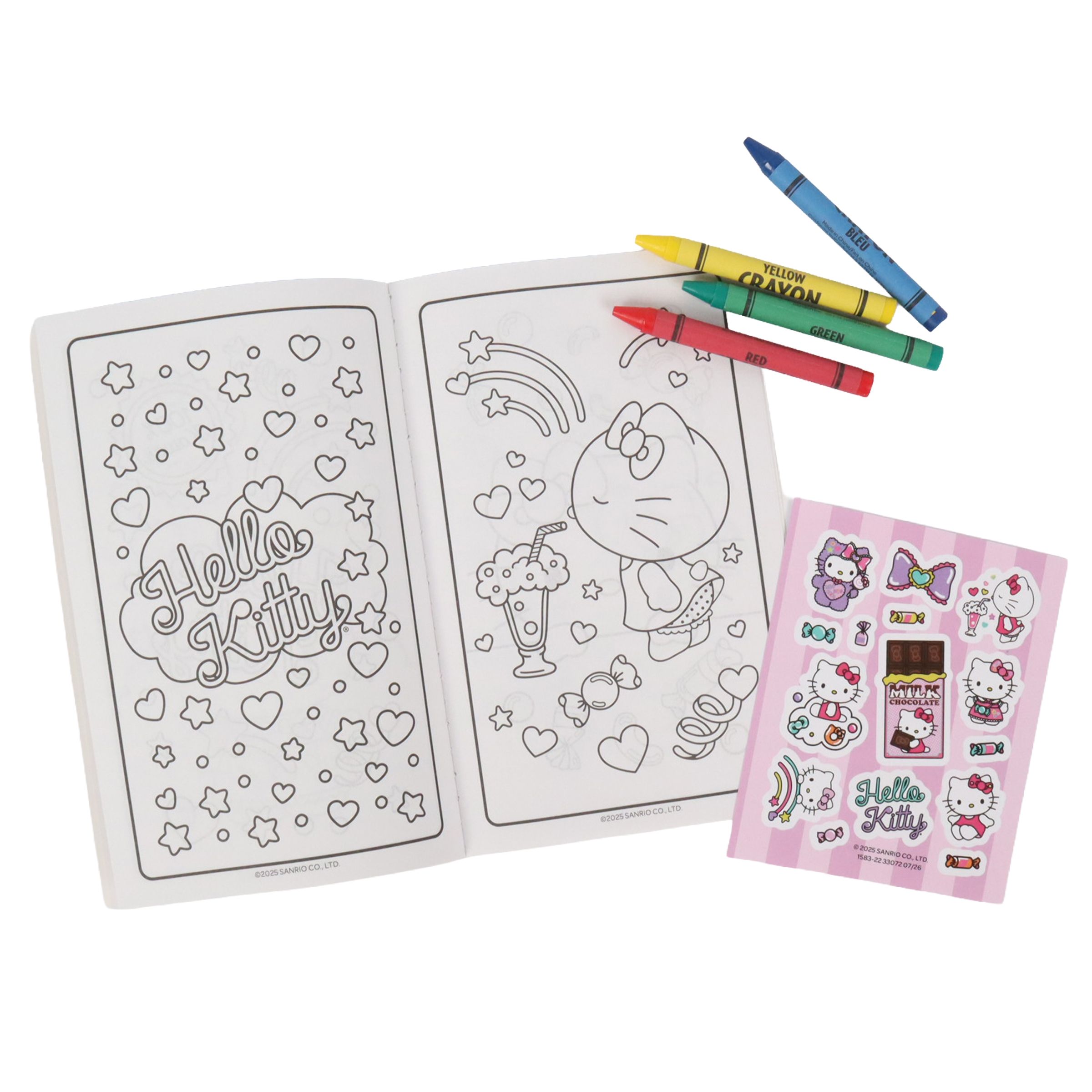 Ensemble de jeu Hello Kitty avec livre d'activités et de coloriage, crayons et autocollants, multicolore, 24 pages, pour arts et artisanat/cadeaux d'anniversaire Composite_or_Mixed