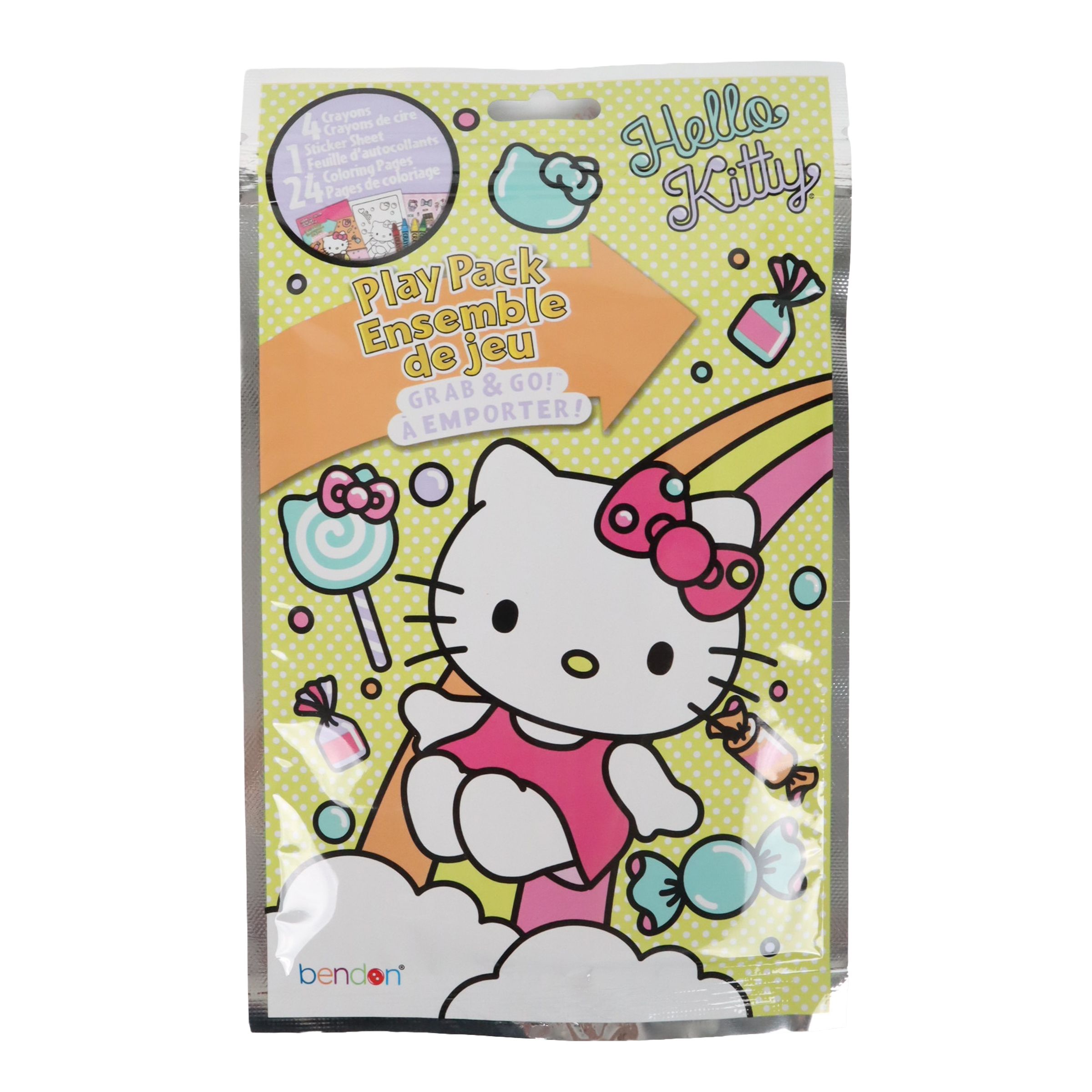 Ensemble de jeu Hello Kitty avec livre d'activités et de coloriage, crayons et autocollants, multicolore, 24 pages, pour arts et artisanat/cadeaux d'anniversaire Front_Flat