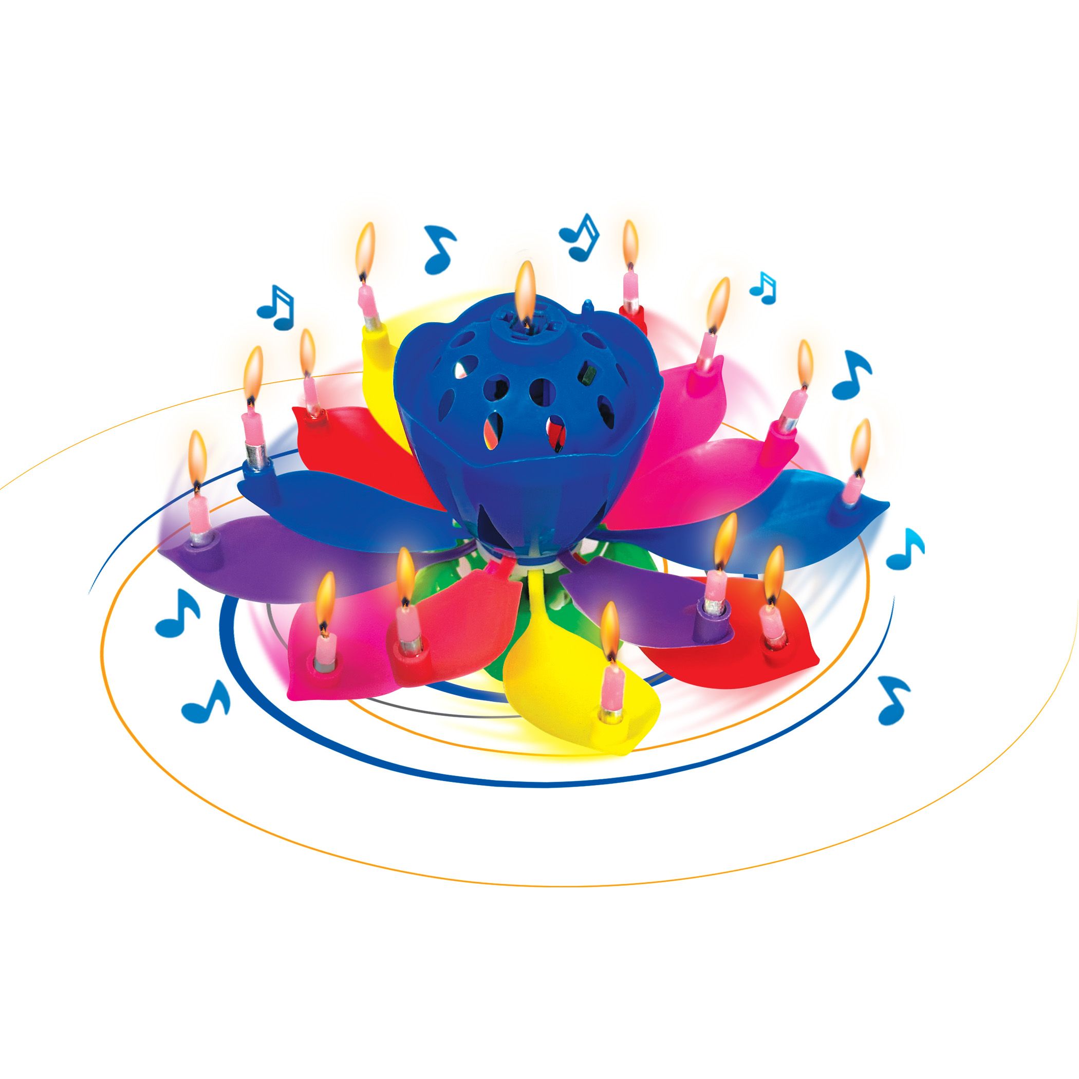 Bougie musicale en forme de fleur Rainbow Moments, paq.&nbsp;14 Front_Elevated