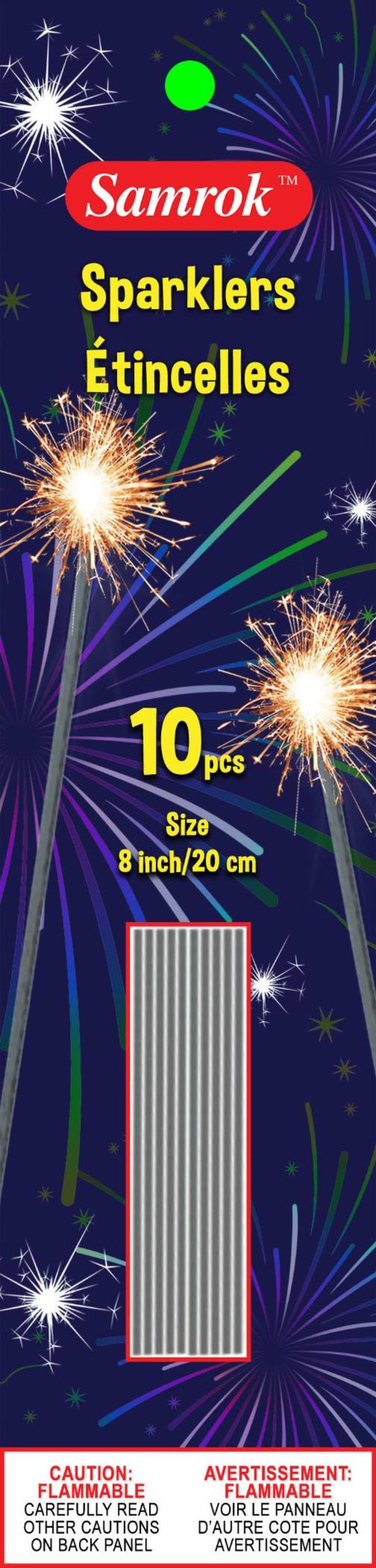 Samrok Sparkler Candle, 8-in, 10-pk Front_Flat