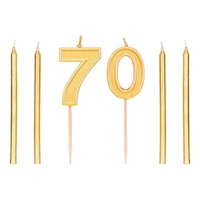 Gold Number Candle "70" Stick Candles, 6-pc Front_Flat