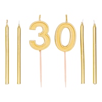 Gold Number Candle "30" Stick Candles, 6-pc Front_Flat