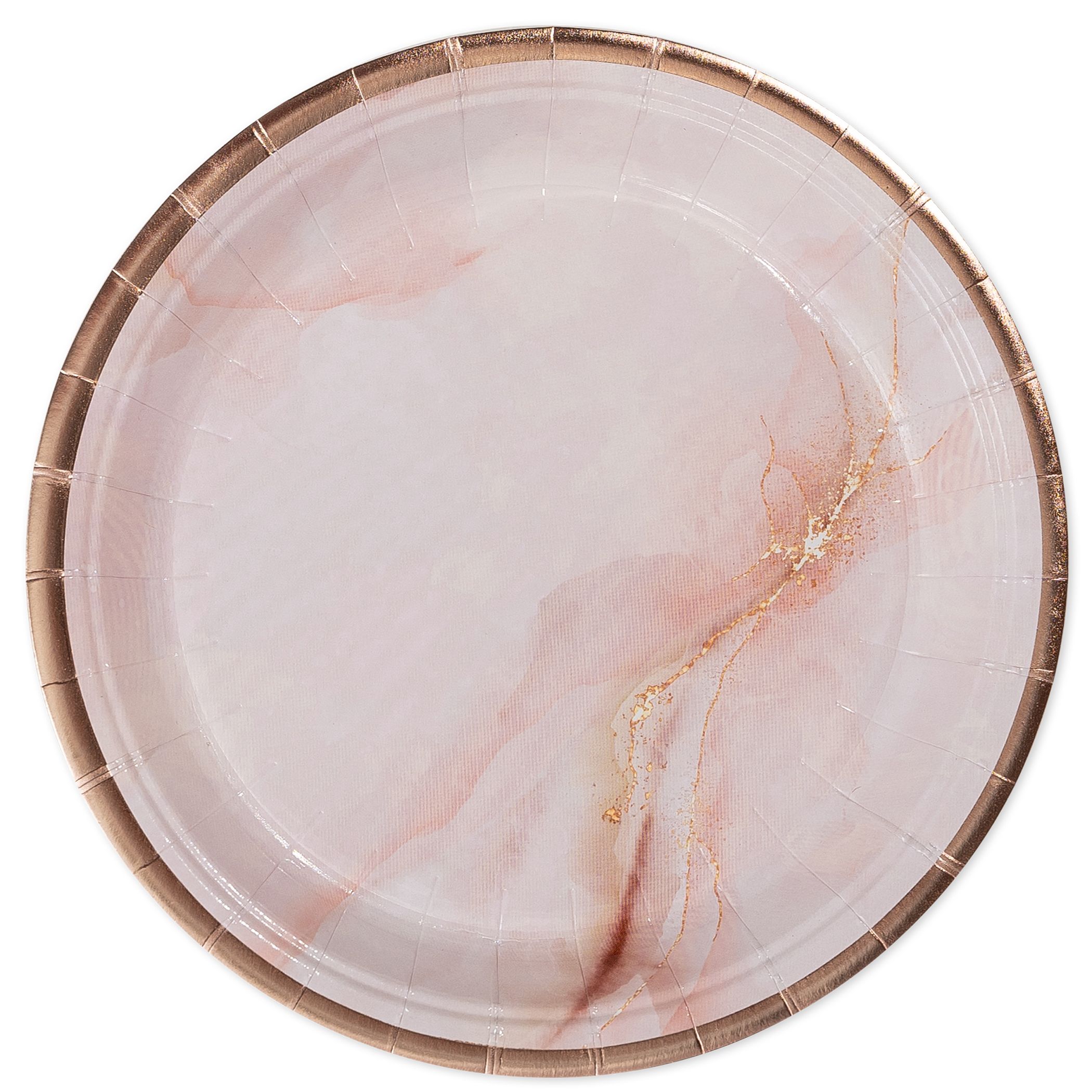 Blush Birthday 7" Paper Dessert Plate, Pink/Rose Gold, 8-pk Overhead_Flat
