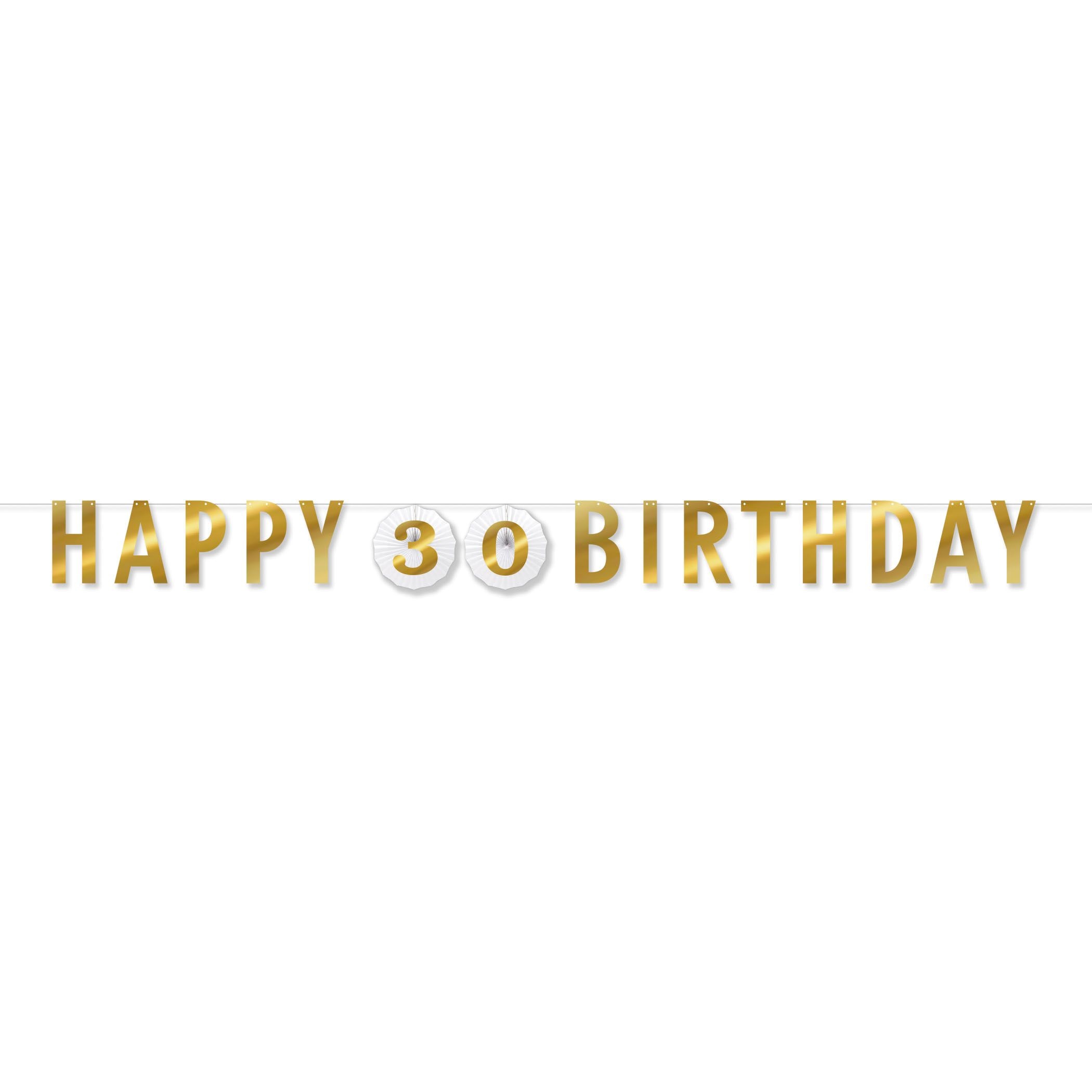 Banderole lettres Happy Birthday, âge personnalisable, Golden Age Front_Flat