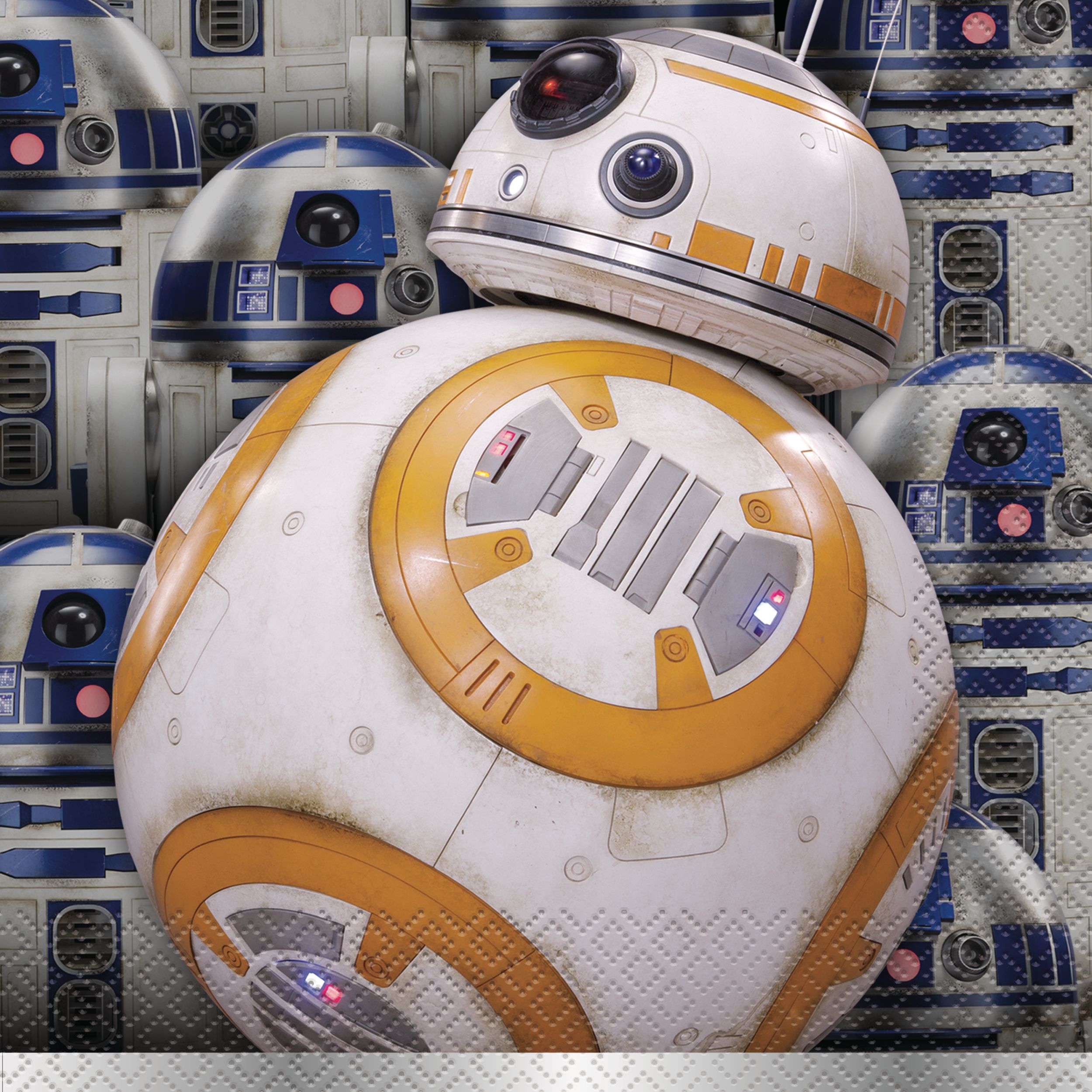 Disney Star Wars BB-8 & R2-D2 Square Paper Disposable Lunch Napkins, White/Yellow, 6.5-in, 16-pk, 2-ply, for Star Wars Birthday Party Front_Flat