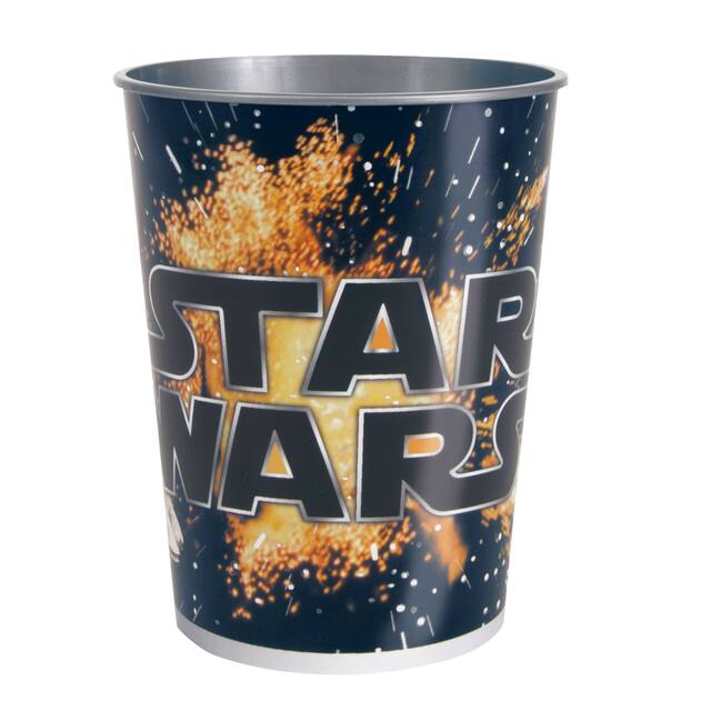 Disney Star Wars Plastic Reusable Favour Cup, Black, 16-oz, for Star Wars Birthday Party Front_Elevated