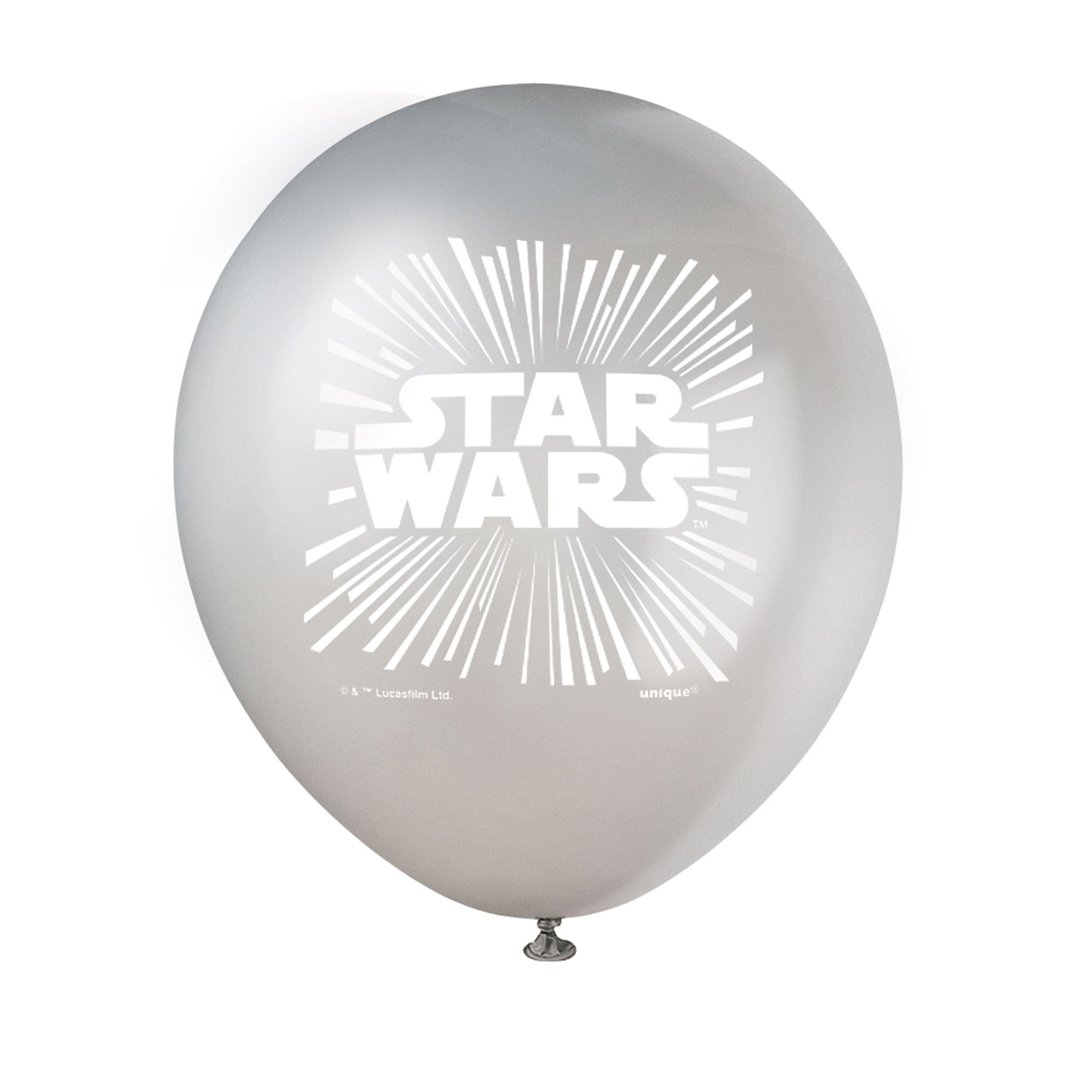 Ballons en latex ronds Disney Star Wars, noir/gris/orange/bleu, 12 po, paq. 8, pour fête d'anniversaire Front_Flat