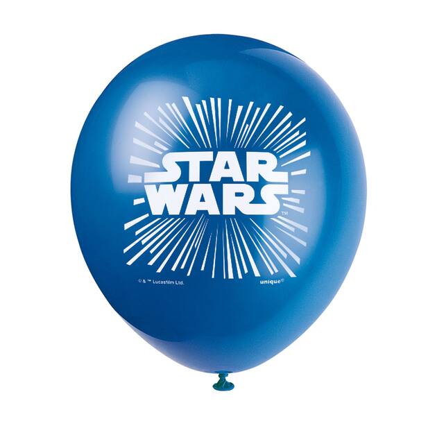 Disney Star Wars Round Latex Balloons, Black/Grey/Orange/Blue, 12-in, 8-pk, for Star Wars Birthday Party Front_Flat