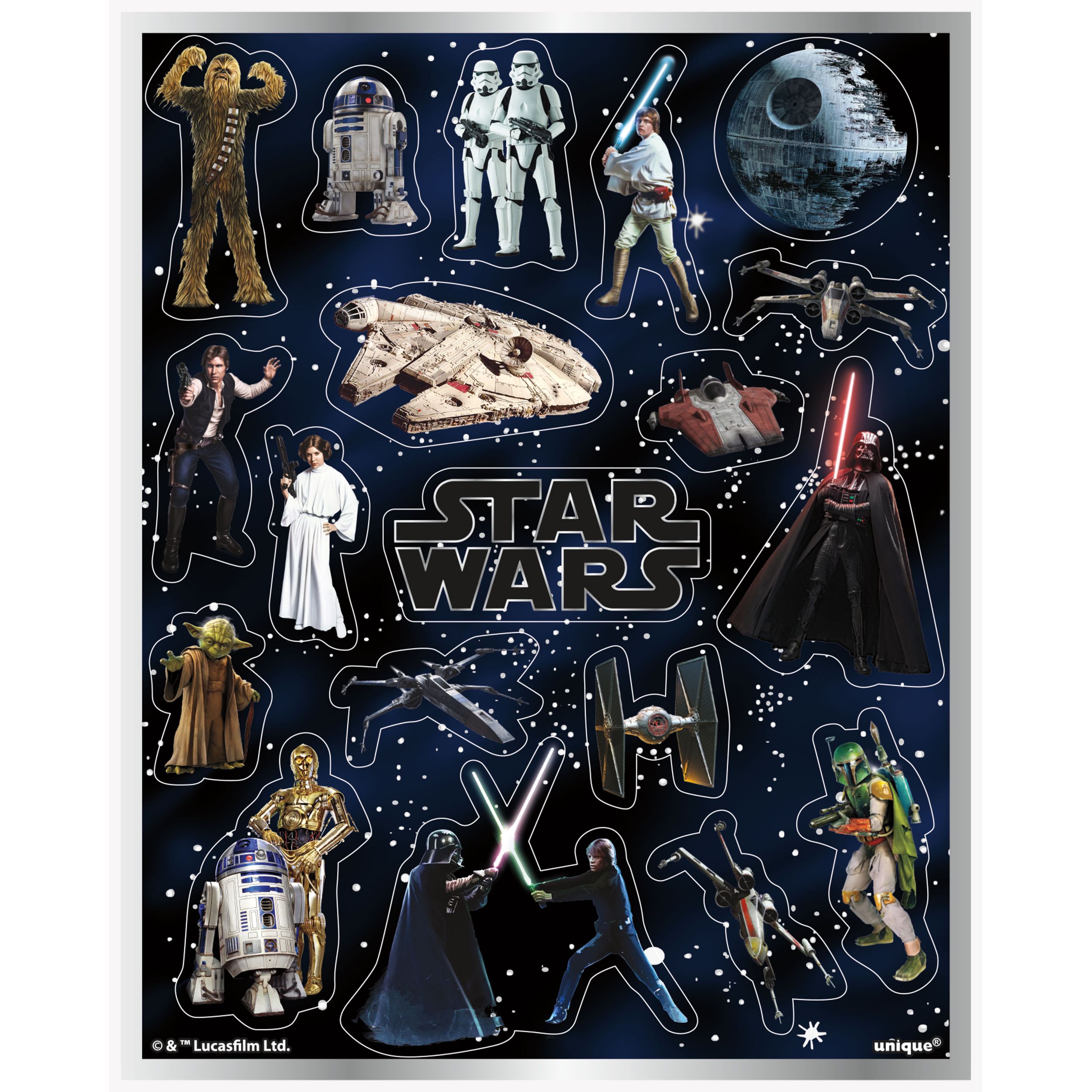 Disney Star Wars Sticker Variety Pack, Multi-Coloured, 4 Sheets, 75-pk, for Star Wars Arts & Crafts/Birthday Favour Front_Flat