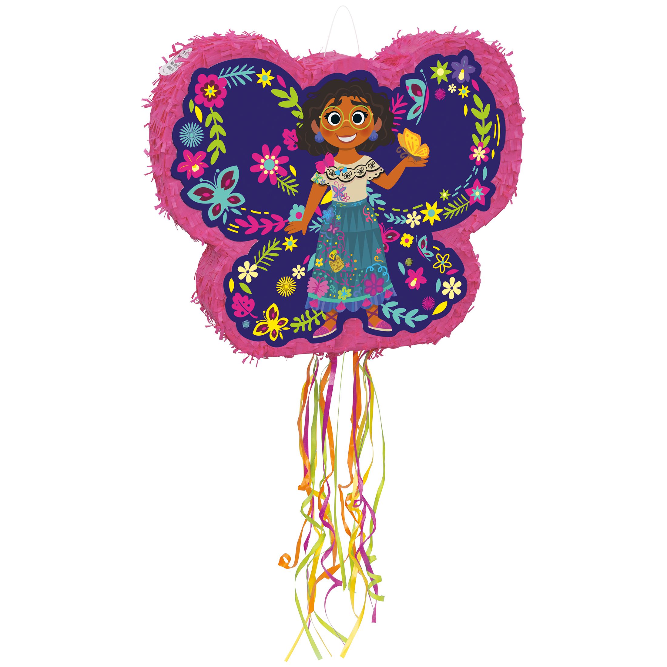 Décoration pinata à ficelle suspendue Disney Encanto Mirabel/Isabela/Luisa, mauve/rose, 18 po, peut contenir 2 lb de garniture à pinata, pour fête d'anniversaire Front_Angled_Right