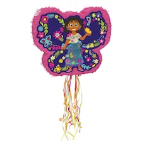 Disney Encanto Mirabel/Isabela/Luisa Pinata Hanging Pull String Decoration, Purple/Pink, 18-in, Holds 2lb of Pinata Filler, for Encanto Birthday Parties Front_Angled_Right