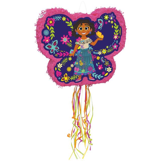 Disney Encanto Mirabel/Isabela/Luisa Pinata Hanging Pull String Decoration, Purple/Pink, 18-in, Holds 2lb of Pinata Filler, for Encanto Birthday Parties Front_Angled_Right