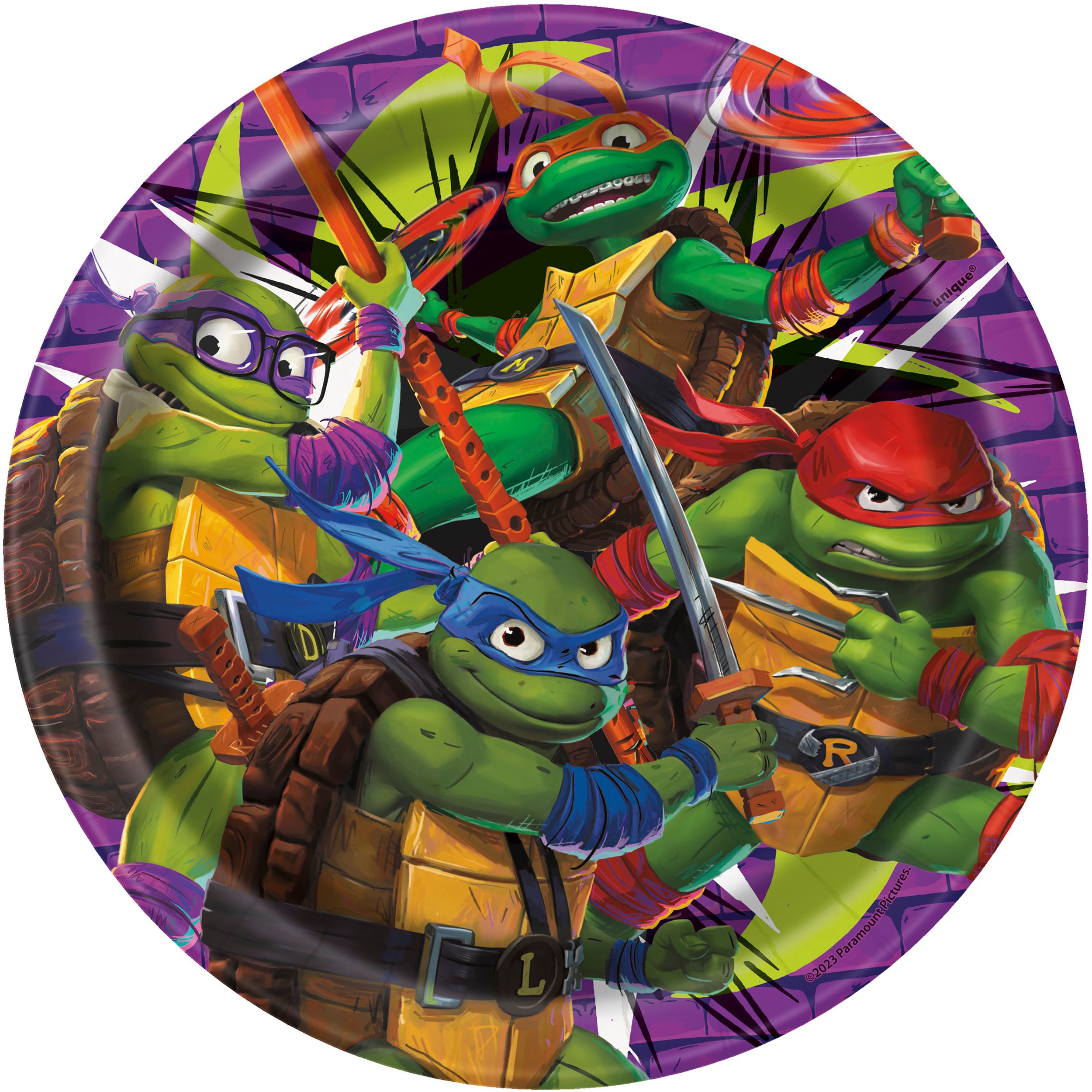 Assiettes à dessert pour fête d'anniversaire Les Tortues Ninja, rond, 7 po, paq. 8 Overhead_Flat