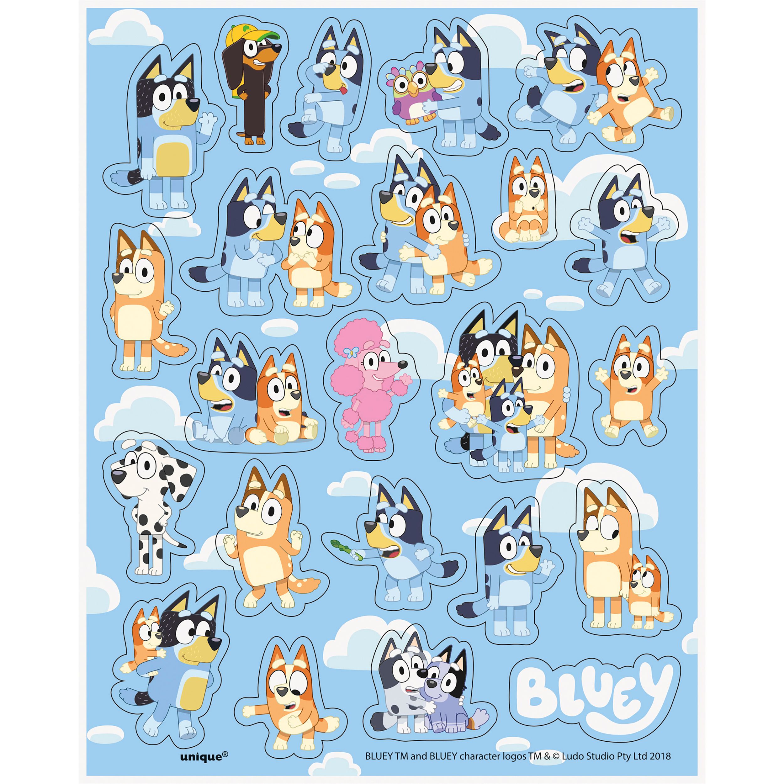 Assortiment d'autocollants pour les arts et l'artisanat/cadeaux d'anniversaire Disney Bluey, multicolore Front_Flat