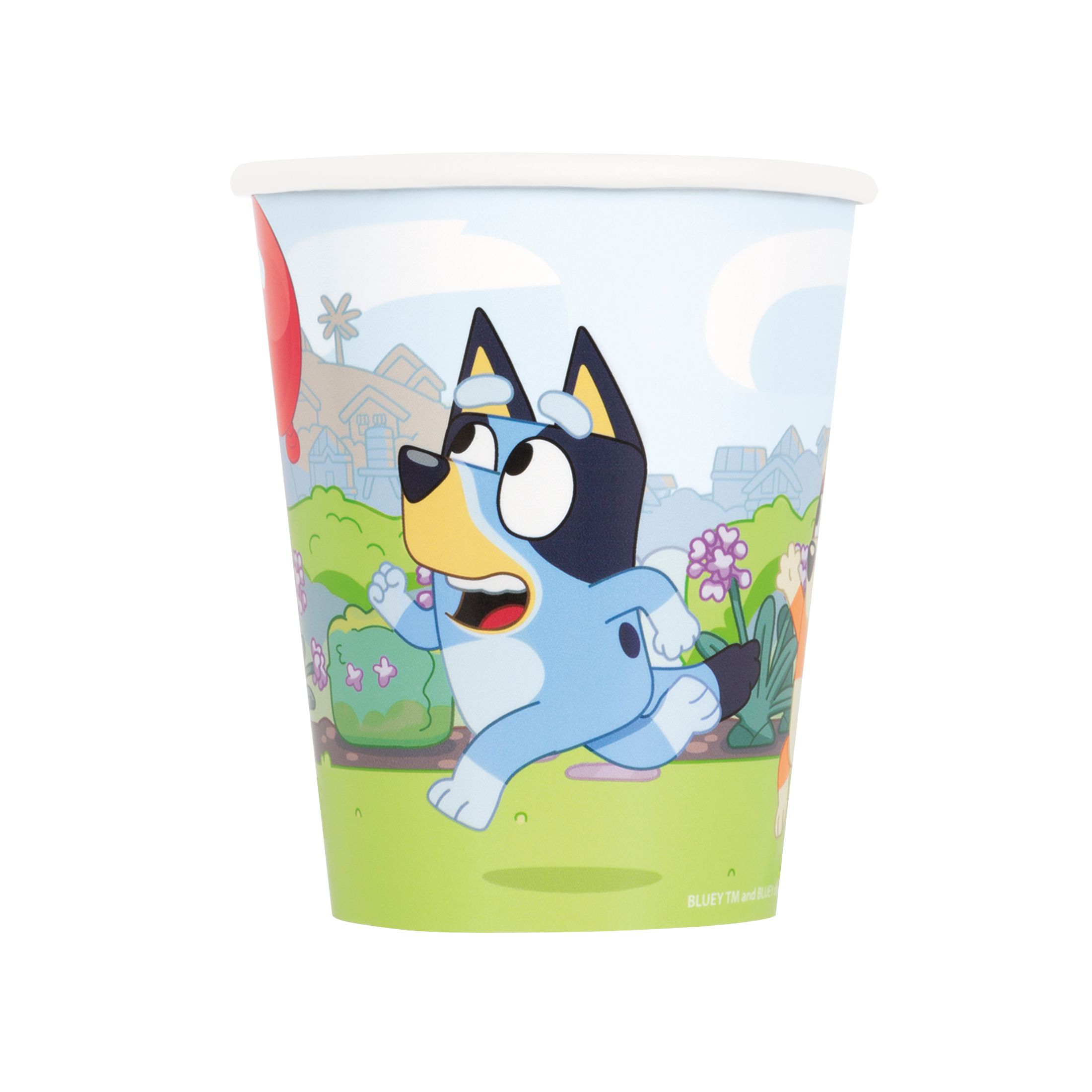 Gobelets jetables en papier pour fête d'anniversaire Disney Bluey, jaune/bleu, 9 oz, paq. 8 Front_Elevated