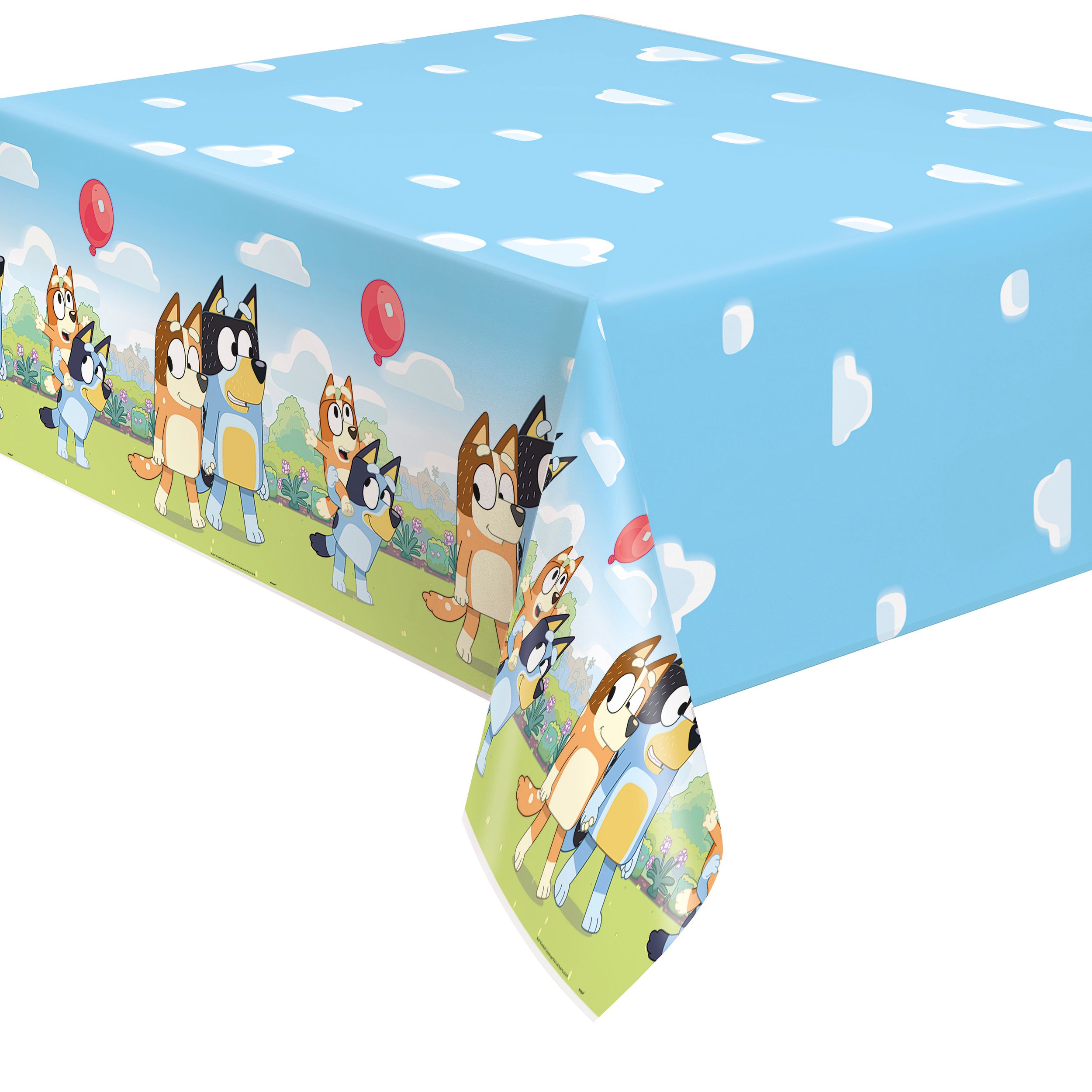 Nappe rectangulaire réutilisable en plastique pour fête d'anniversaire Disney Bluey, bleu, 54 x 96 po CloseUp