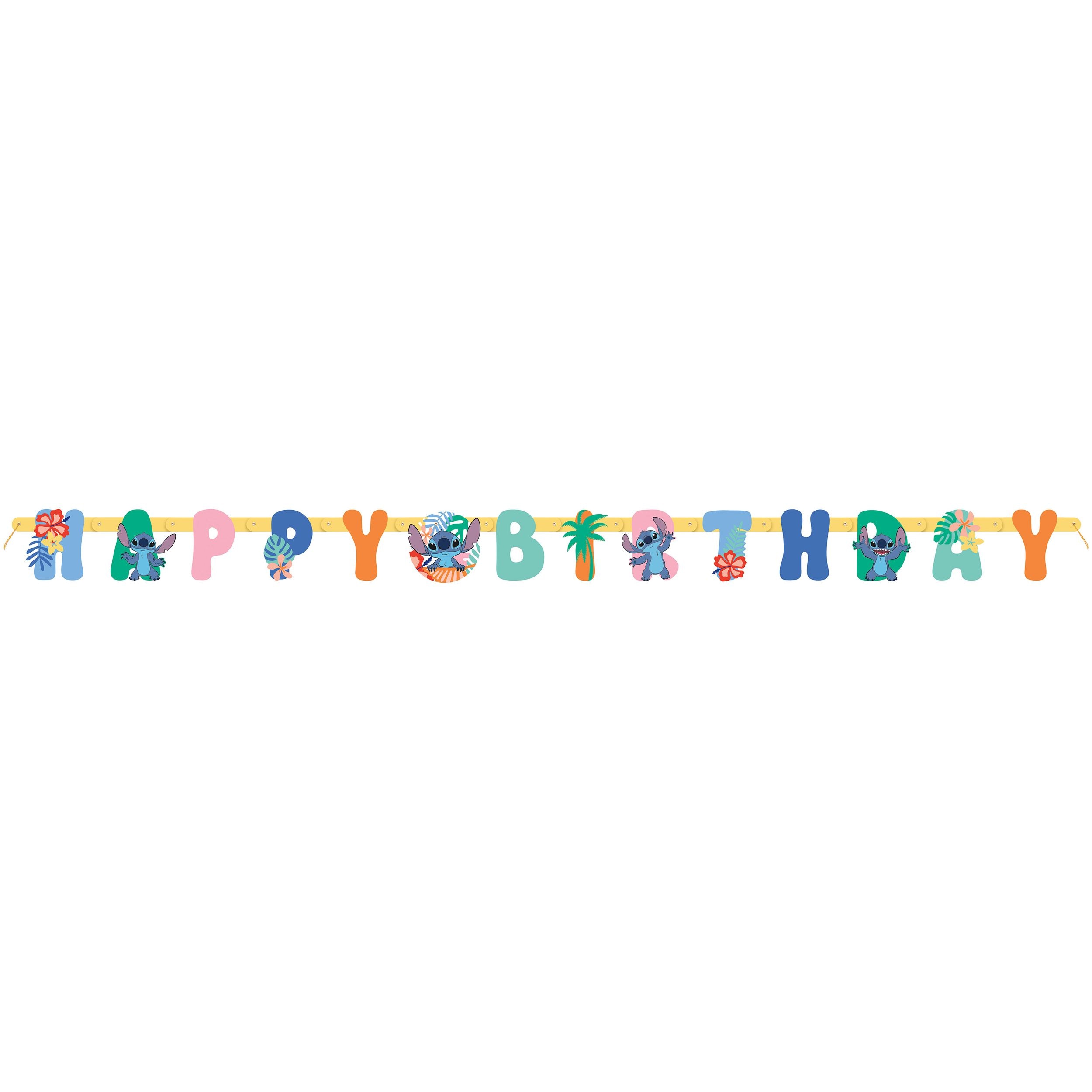 Banderole à lettres géantes Happy Birthday Stitch, décoration d'intérieur pour fête d'anniversaire Front_Flat