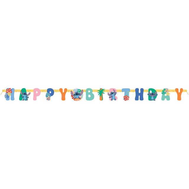 Stitch Happy Birthday Jumbo Letter Banner, Indoor Decoration for Birthday Party Front_Flat