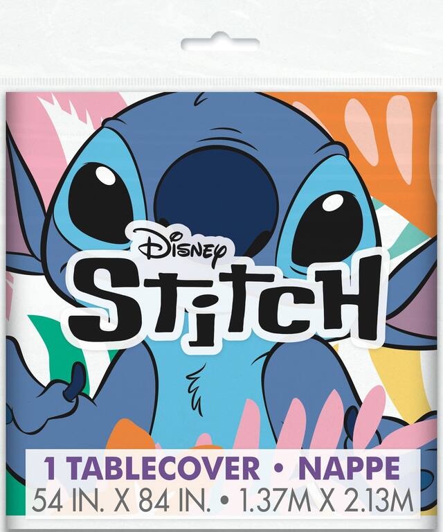 Stitch Rectangle Plastic Reusable Table Cover, Multi-Colour, 54x96-in, for Birthday/Themed Party Front_Flat