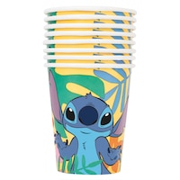 Gobelets en papier jetables Stitch, multicolore, 9 po, paq. 8, pour fête d'anniversaire Front_Flat