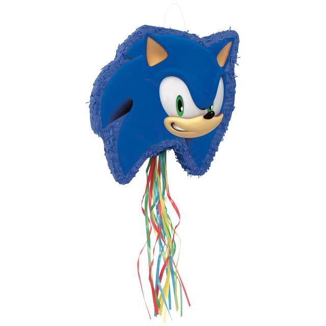 3D Sonic Head Ribbon Pull pinata Front_Angled_Right