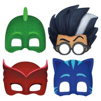 Demi-masque de Yoyo/Bibou/Gluglu des Pyjamasques, rouge/vert/bleu, taille unique, paq. 8, accessoires de costume à porter pour anniversaires/l'Halloween Front_Flat
