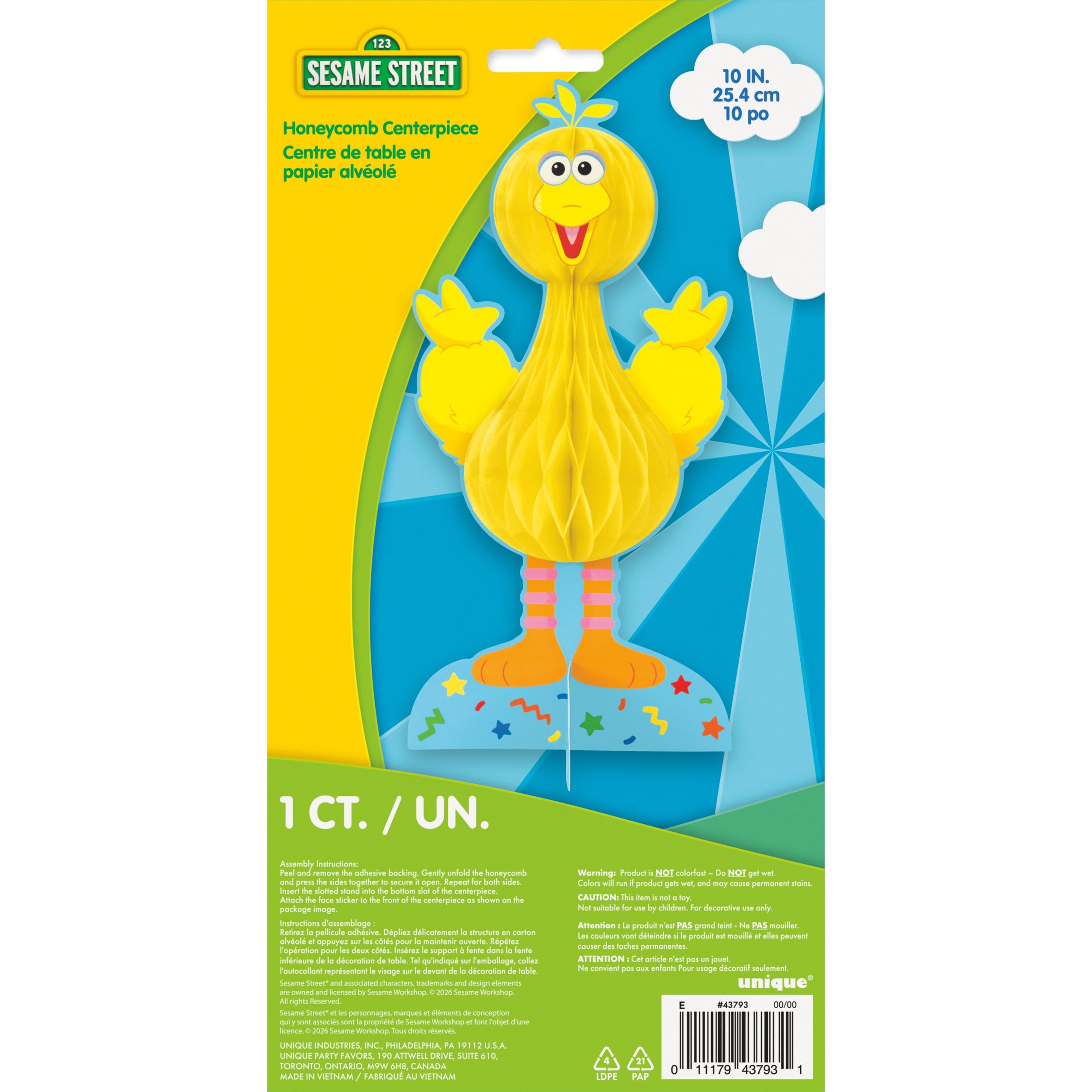 Décoration centre de table Sesame Street Back_Flat