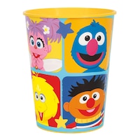 Sesame Street Elmo Plastic Reusable Sippy Tumbler Cup with Straw, Red, 9-oz, for Birthday Party