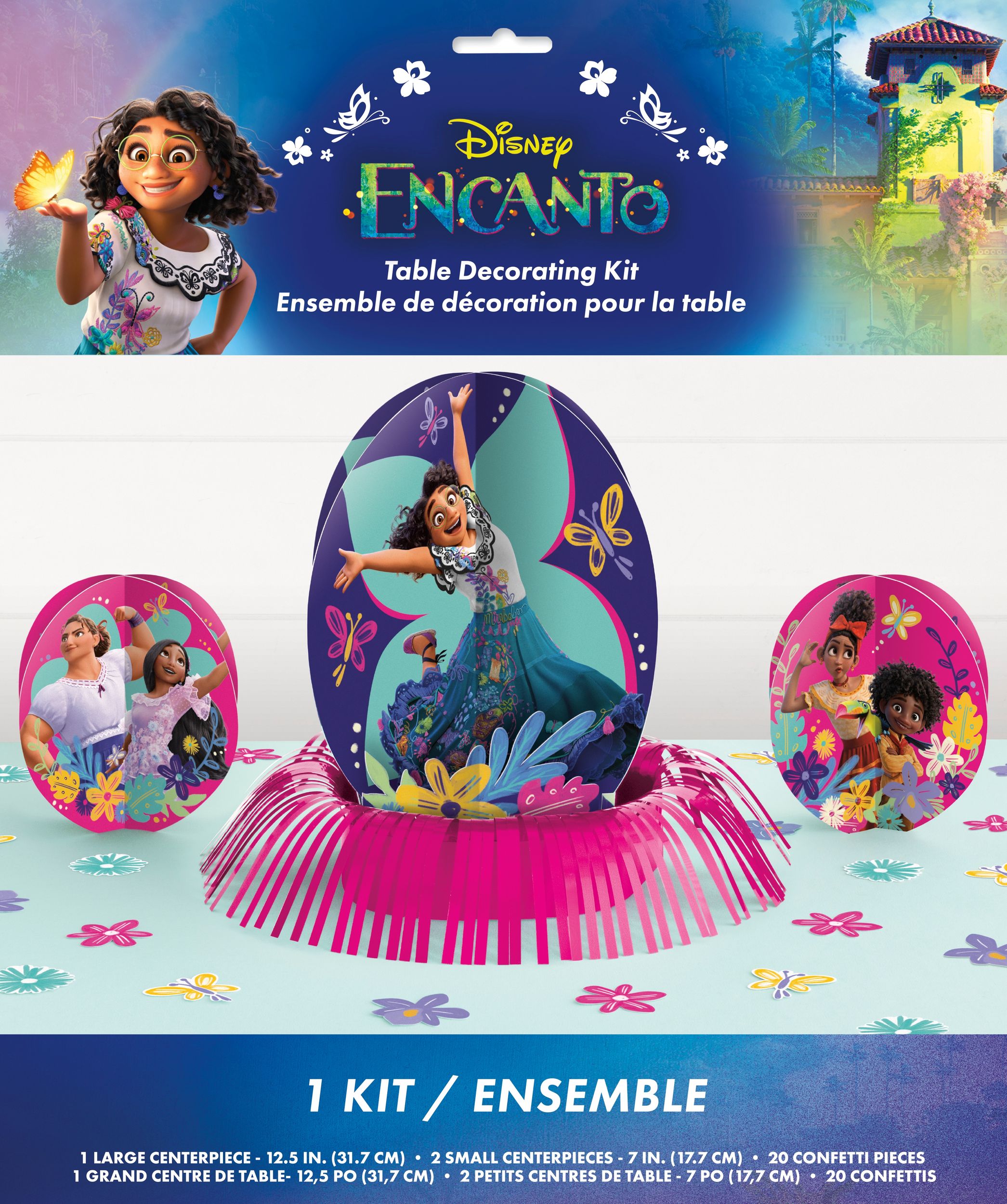 Disney Encanto Table Decorating Kit Centerpieces with Confetti, Purple/Pink, 13-in, 31-pk, for Birthday Party Front_Flat
