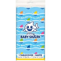 Baby Shark Rectangle Plastic Reusable Table Cover, Blue, 54x96-in, for Birthday Party