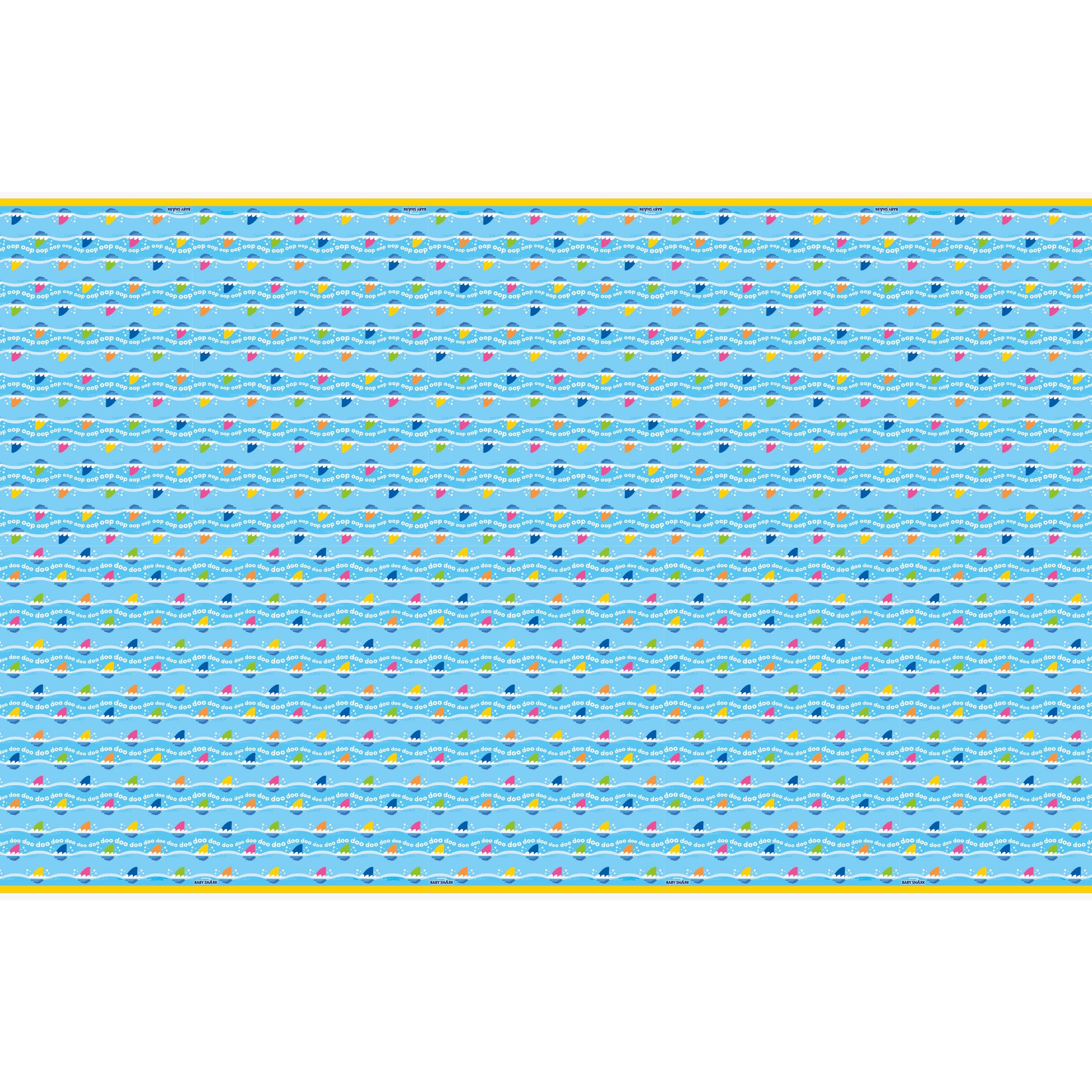 Baby Shark Rectangle Plastic Reusable Table Cover, Blue, 54x96-in, for Birthday Party Overhead_Flat