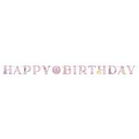Disney Princess Once Upon A Time 'Happy Birthday' Hanging Garland Banner Decoration, Multi-Coloured, 10.5-ft, 2-pk, for Princess Party Decorations