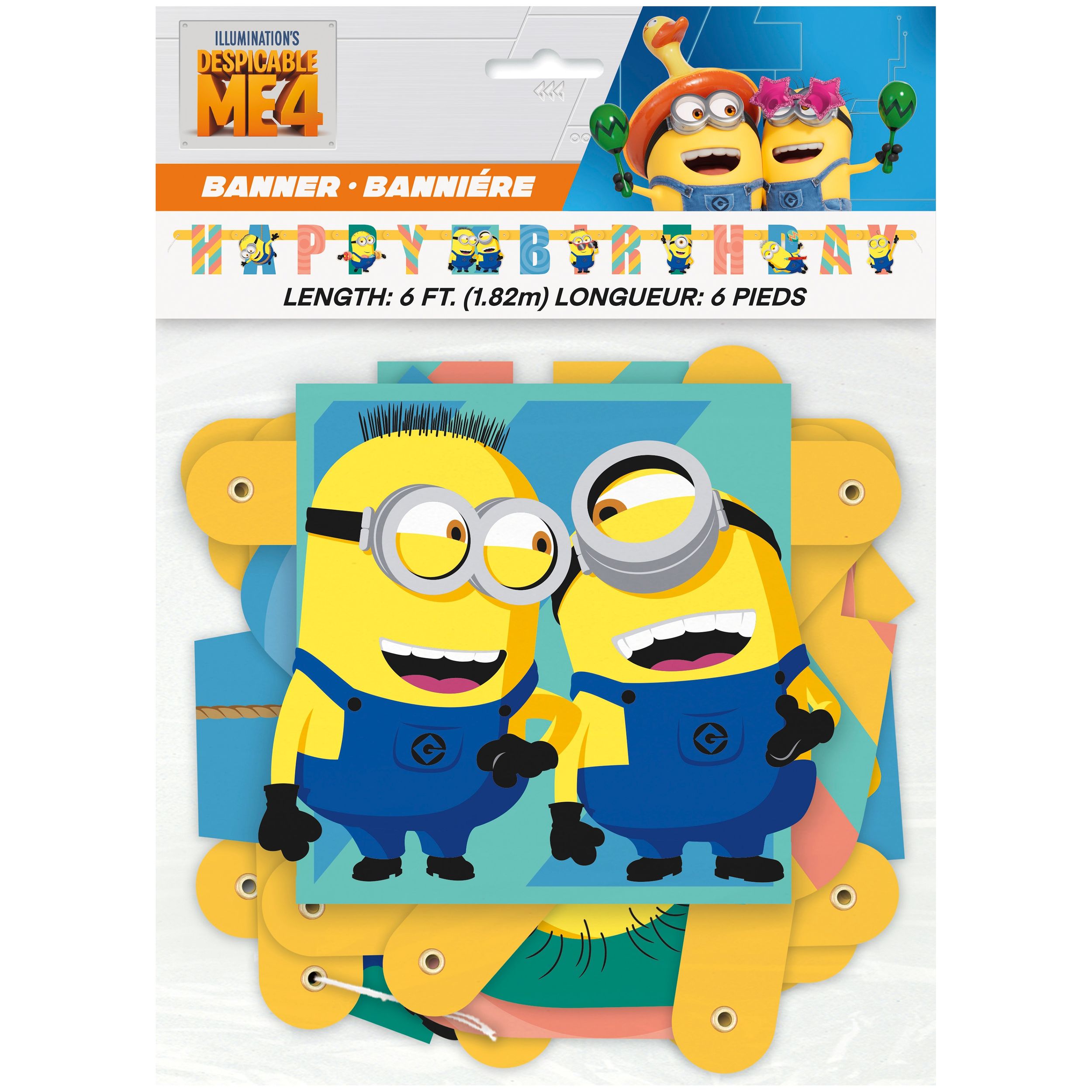 Despicable Me "Happy Birthday" Jointed Banner, 6.5-ft, for Birthday Party Front_Flat