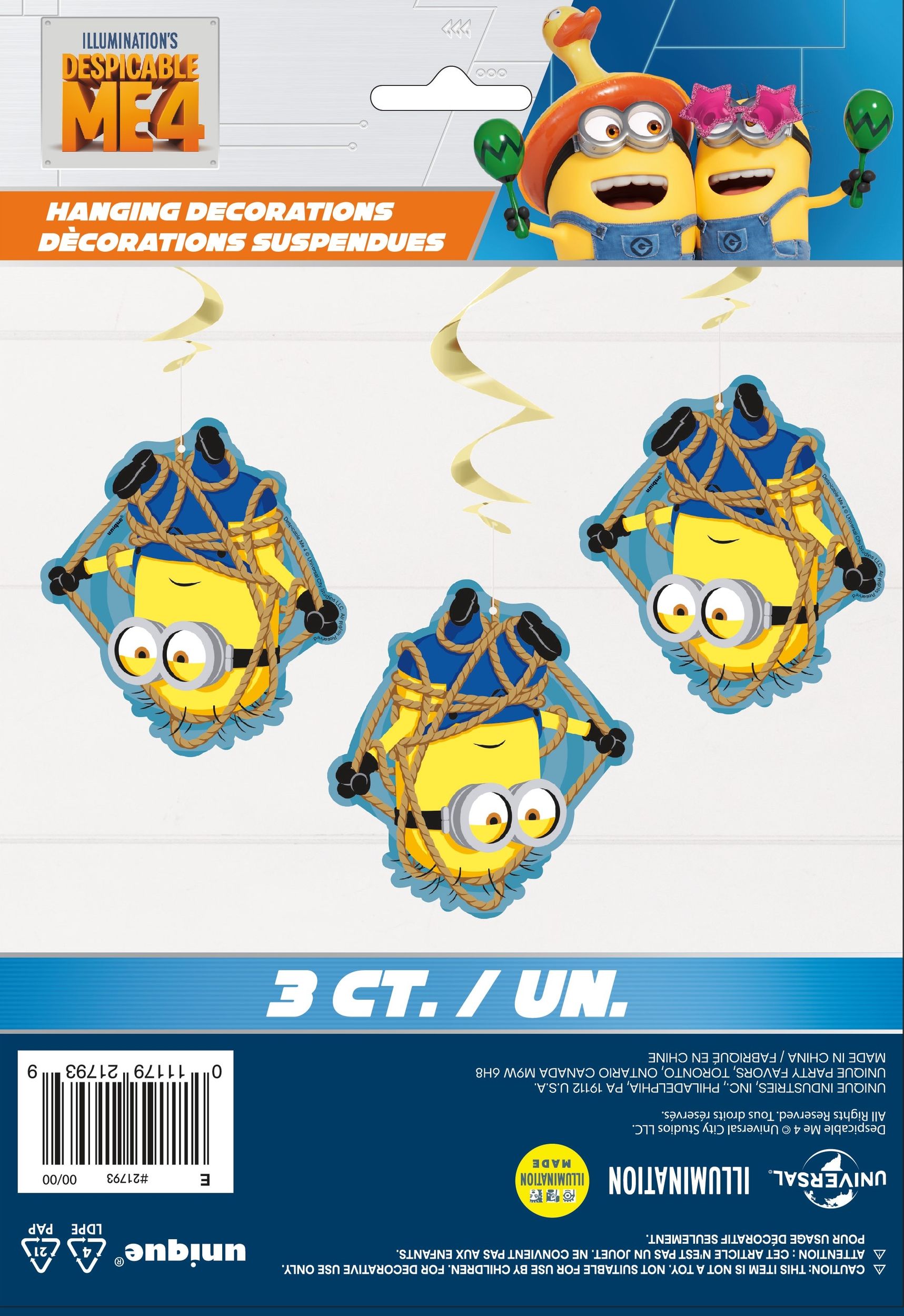 Despicable Me 26-in Hanging Swirl Decorations, 3-pk Front_Flat