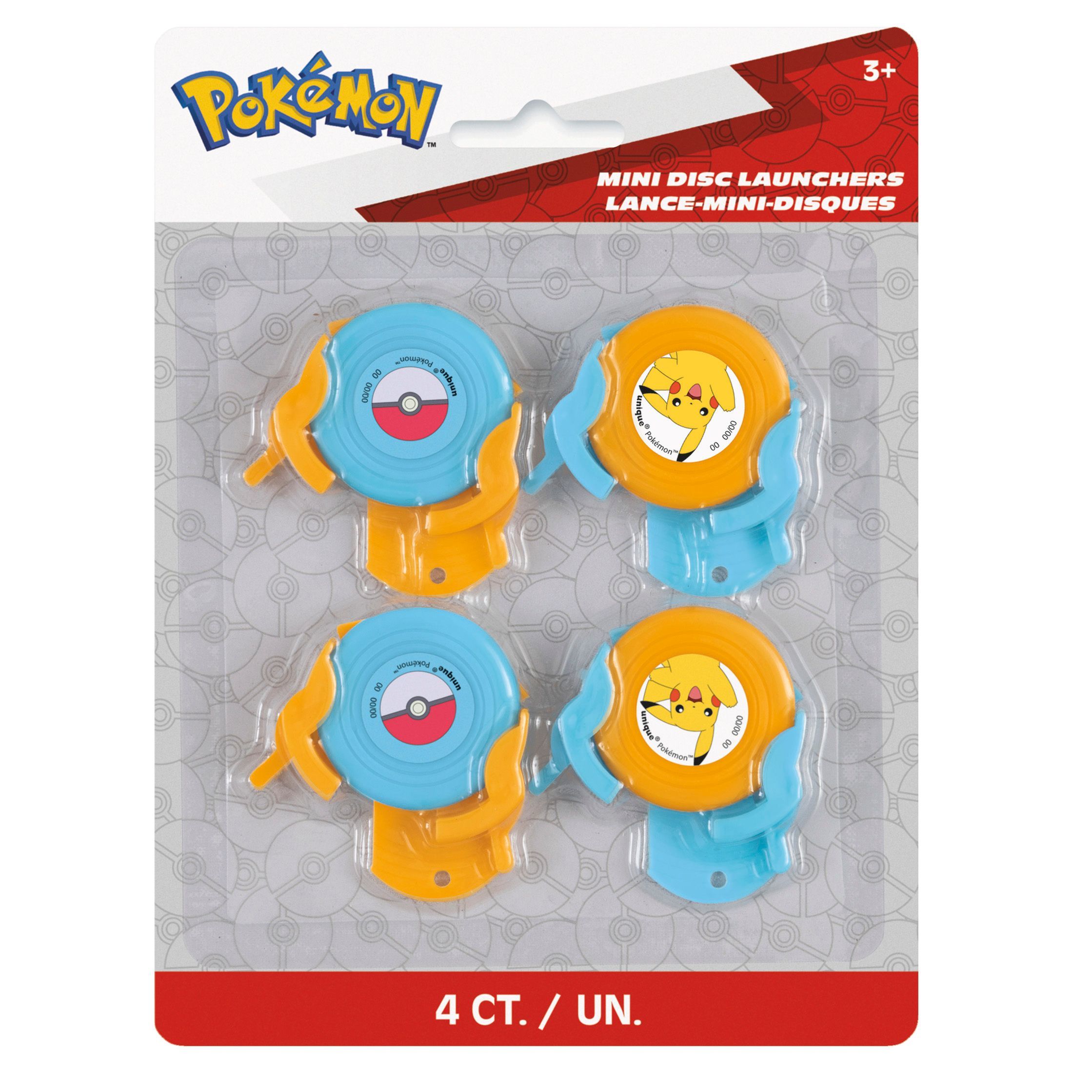 Unique Pokemon Multicoloured Disc Launchers, 4-pc, Various Designs Front_Flat