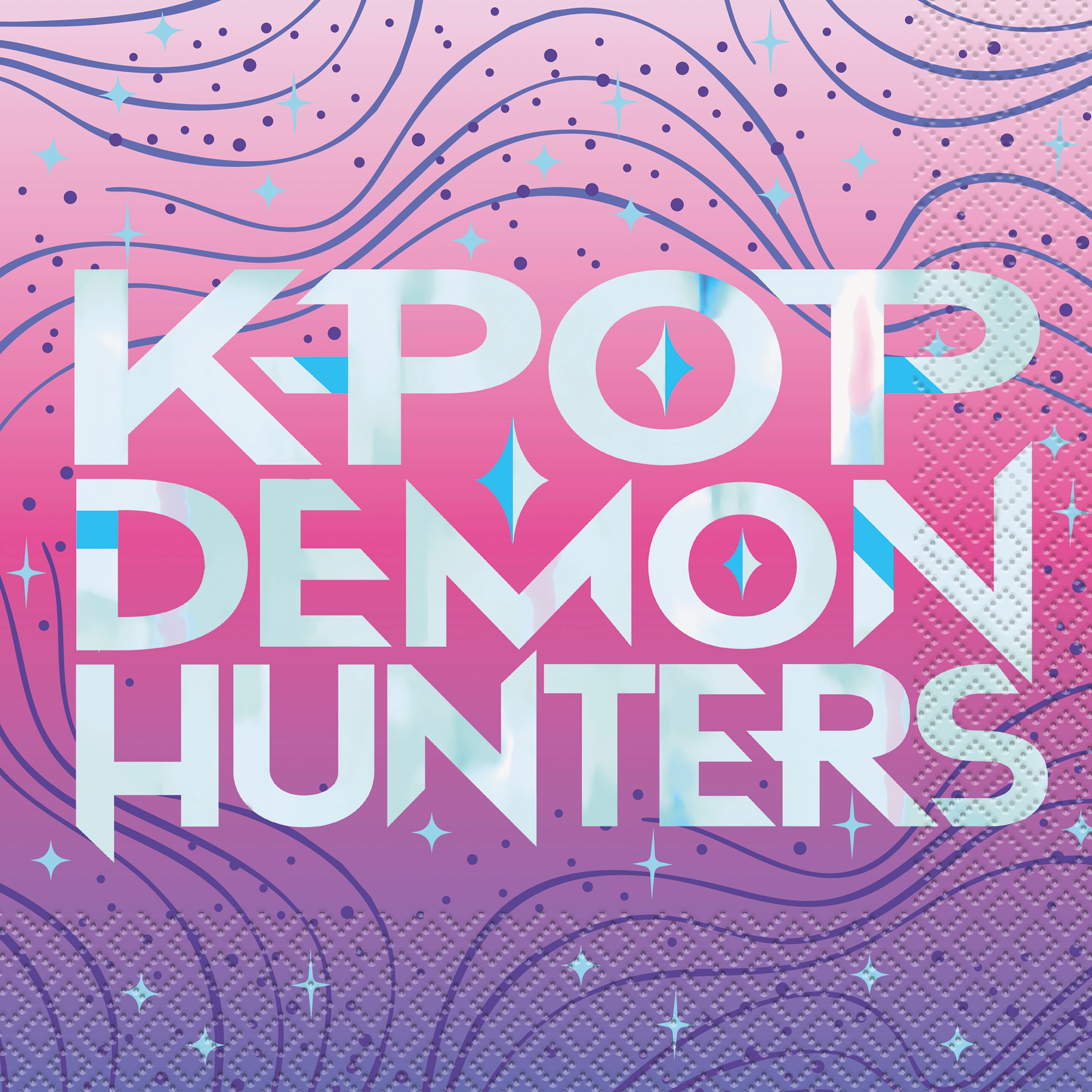KPop Demon Hunter Paper Disposable Lunch Napkins, Multi-Coloured, 6.5-in, 16-pk, for Birthday Party Front_Flat