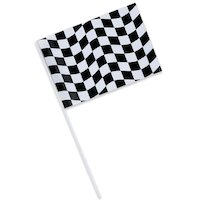 Racing Plastic Flag Decoration, Black/White, Checker, 9.5-in, for Sports Party Supplies