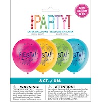 Ballons en latex, thème fiesta, paq. 8 Front_Flat