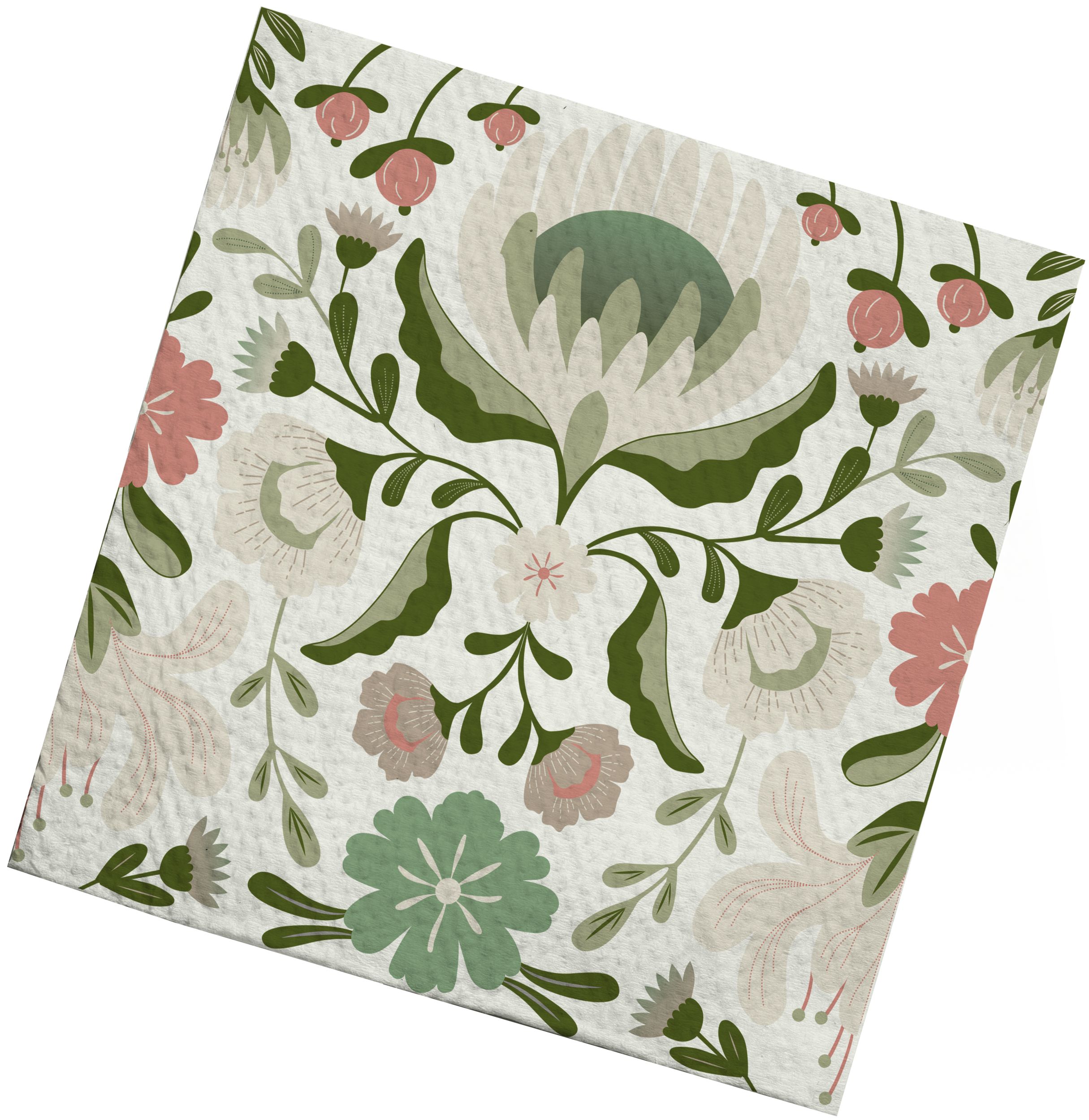 Serviettes de table Sully à 3 épaisseurs, imprimé vert, paq. 40 Front_Flat