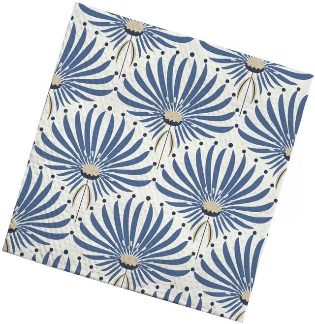 Sully Printed Paper Lunch Napkin, 3-Ply, Blue, 40-pk Front_Flat