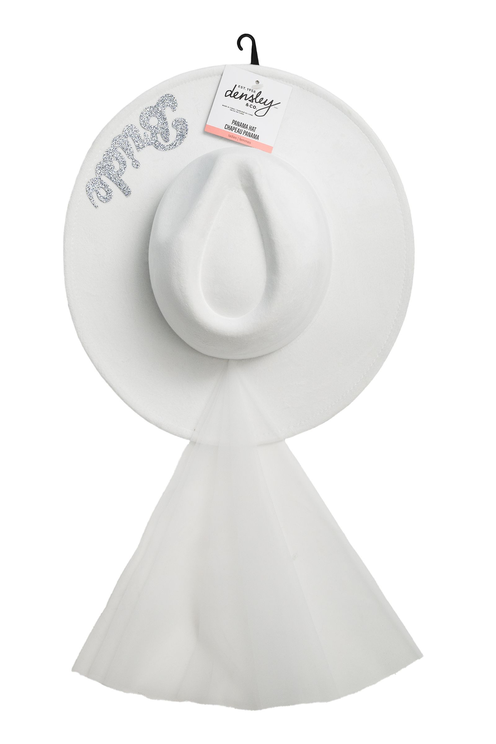 Chapeau de mariée en feutre avec voile Front_Flat