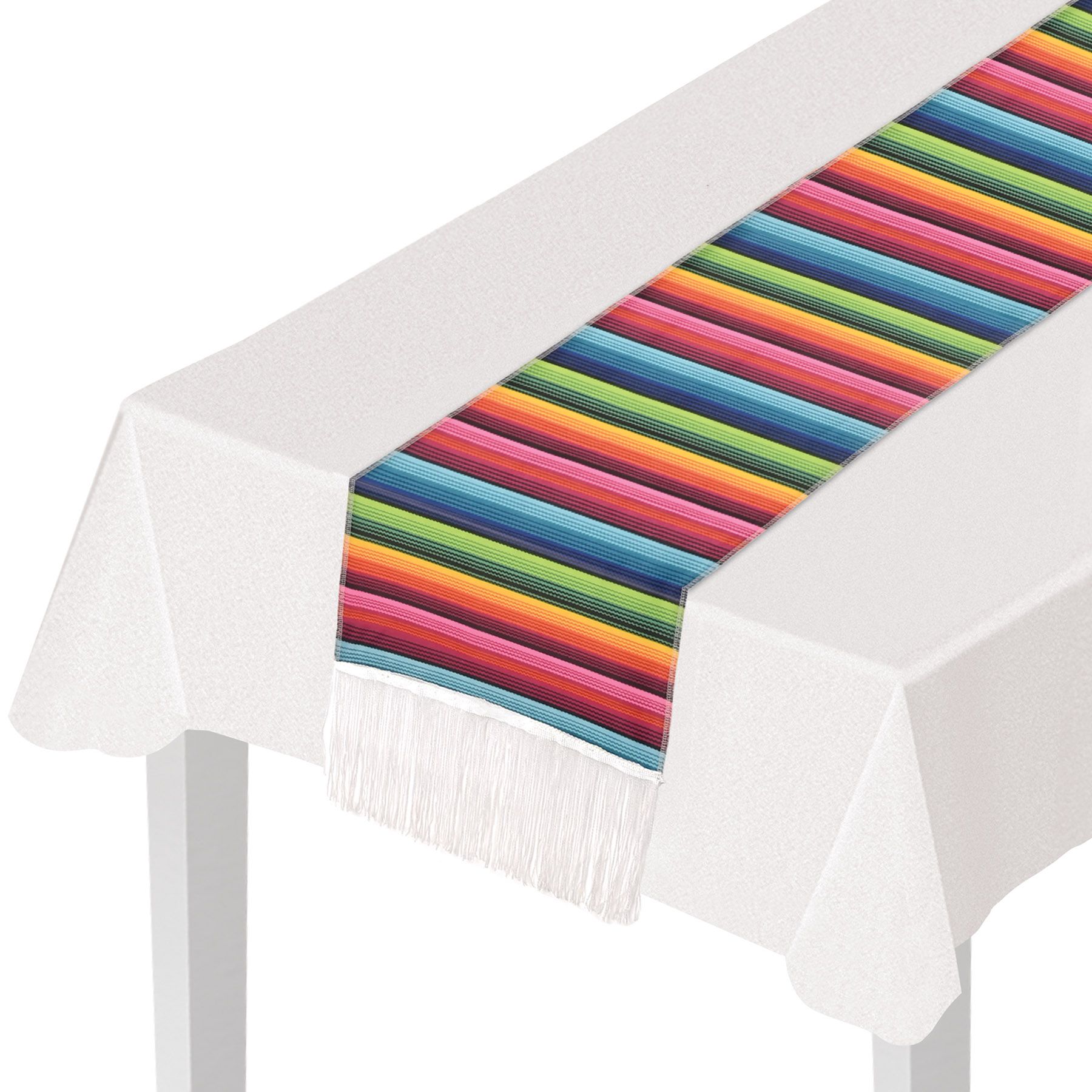 Fiesta Fabric Reusable Table Runner Decoration, Multi-Coloured, 13x72-in, for Cinco de Mayo/Fiesta/Summer Party CloseUp