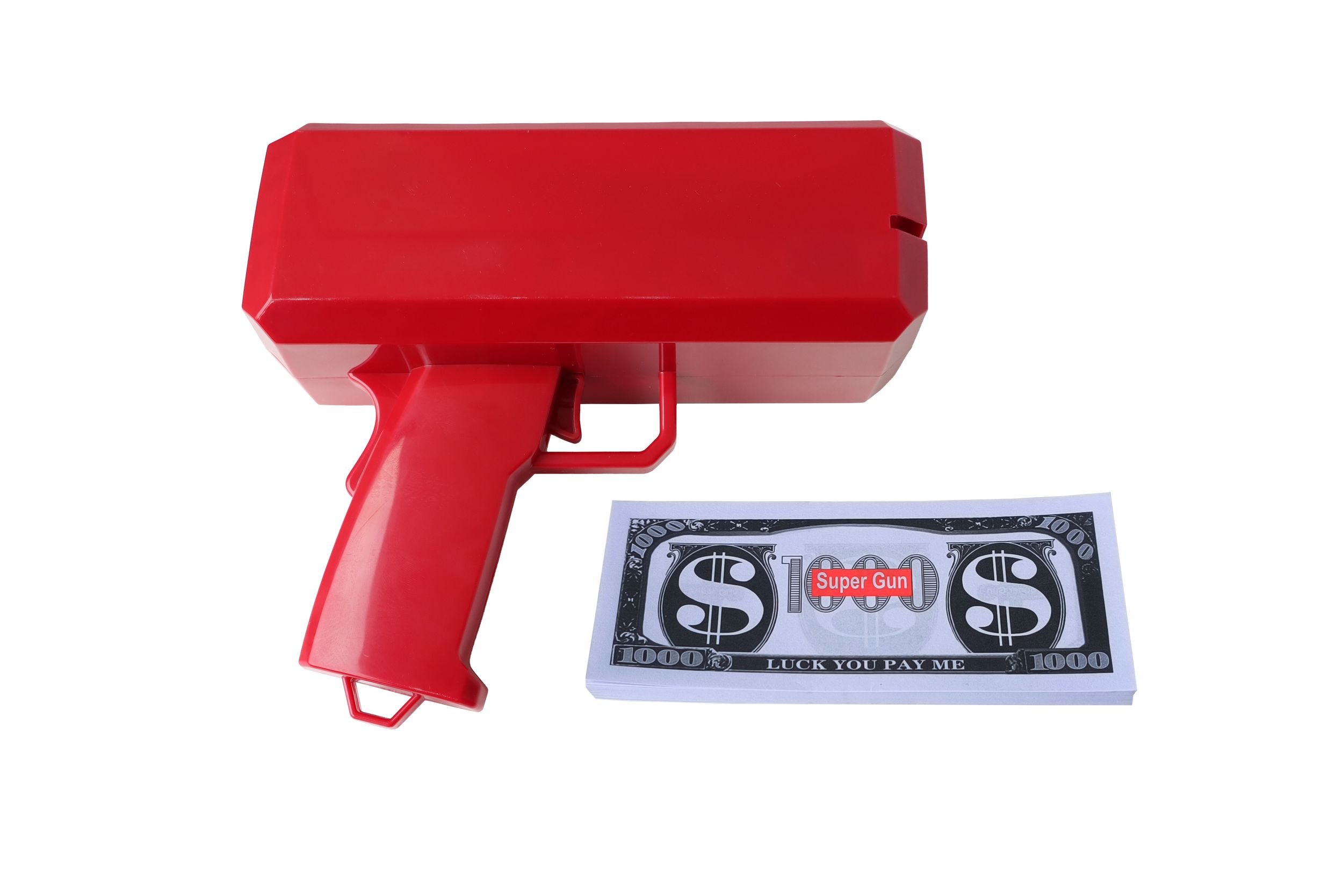Plastic Party Super Money Gun, Red, Ages 6+ Party City
