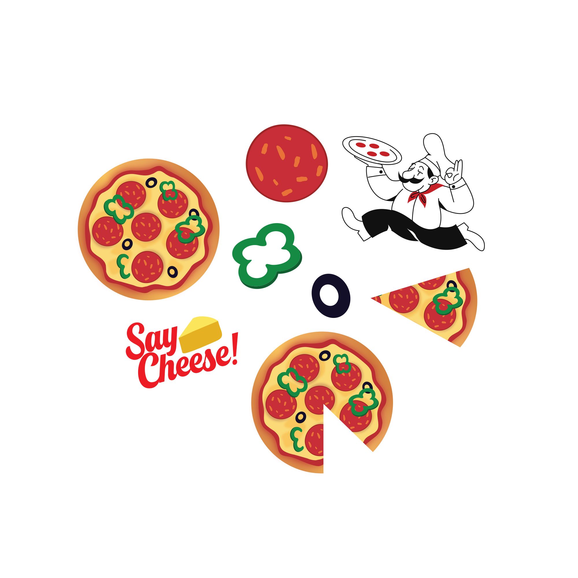Pizza Large Confetti Table Scatter Decoration, Multi-Colour, 48-pk Overhead_Flat