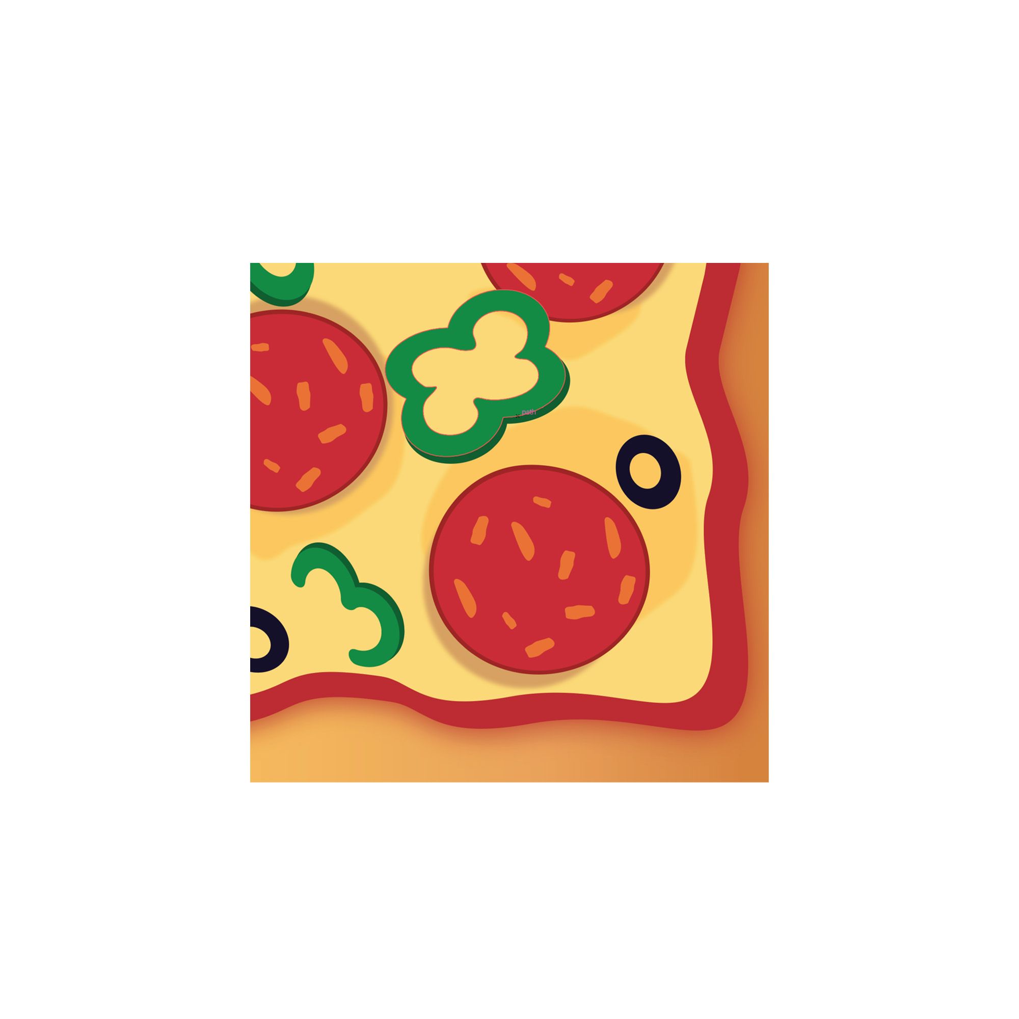 Pizza Square Paper Disposable Beverage Napkin, Multi-Colour, 5-in, 16-pk, 2-ply, for Birthday/Summer/Party Overhead_Flat