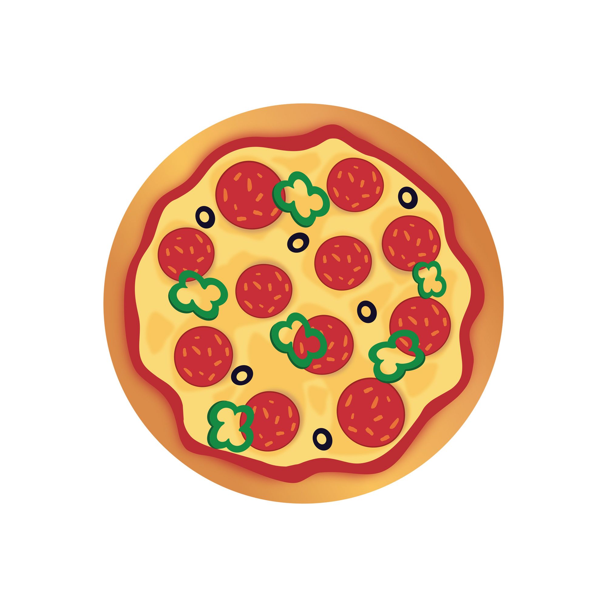 Assiettes à dîner rondes en papier jetables en forme de pizza pour fête d'anniversaire et été, multicolore, 10,5 po, paq. 8 Overhead_Flat